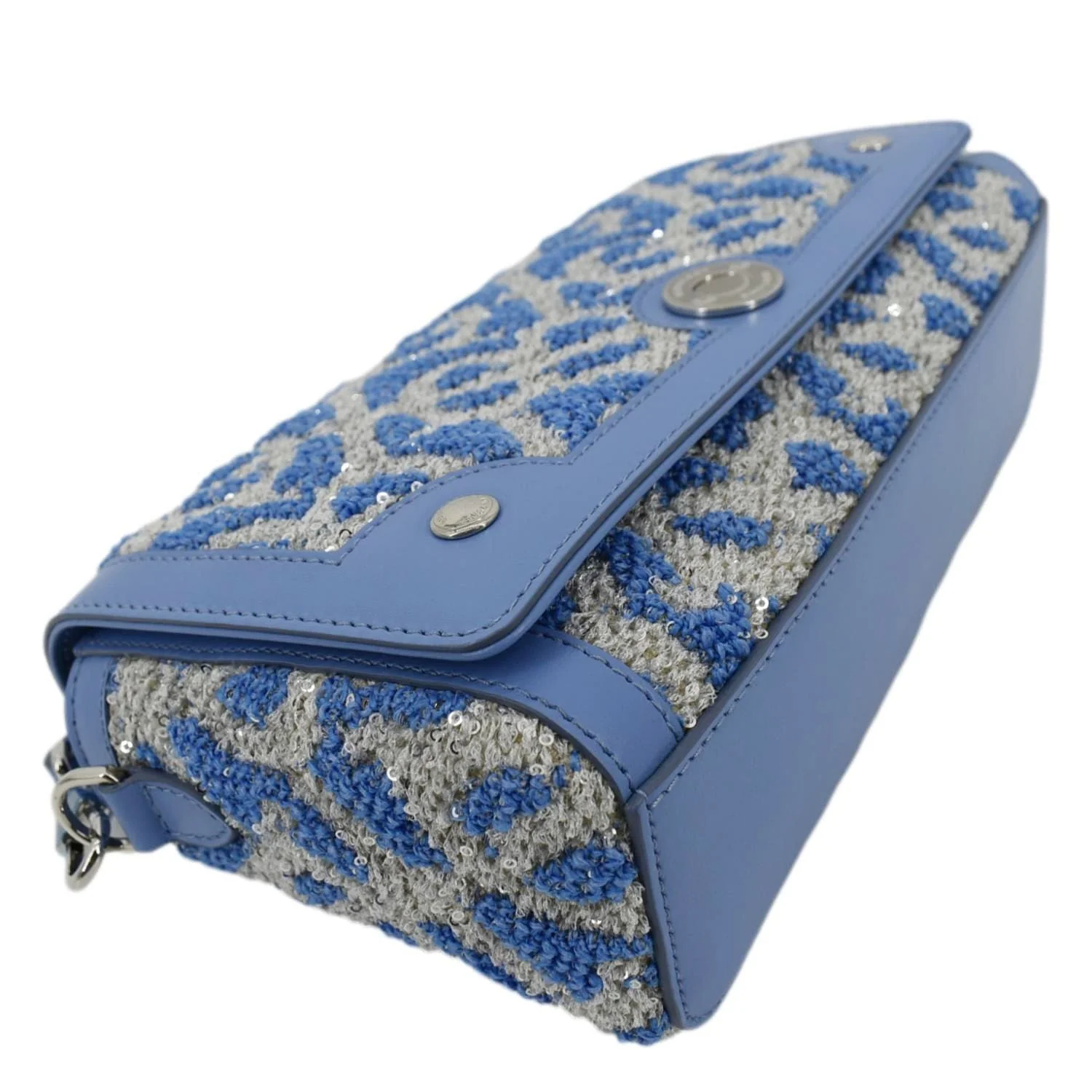 BURBERRY Note TB Small Sequins Yarn Shoulder Bag Blue - Image 9
