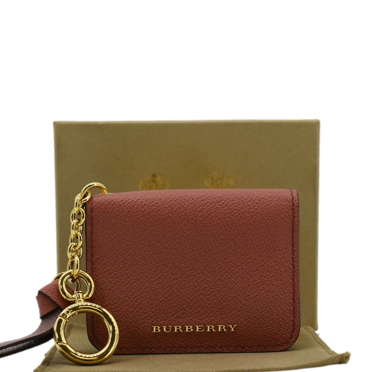 BURBERRY Camberwell Small Soft Grain Leather Card Case Wallet Peach - Image 3