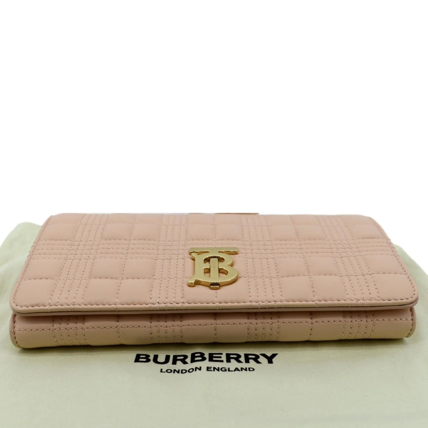 BURBERRY Tb Lola Quilted Lambskin Chain Shoulder Bag Beige - Image 9