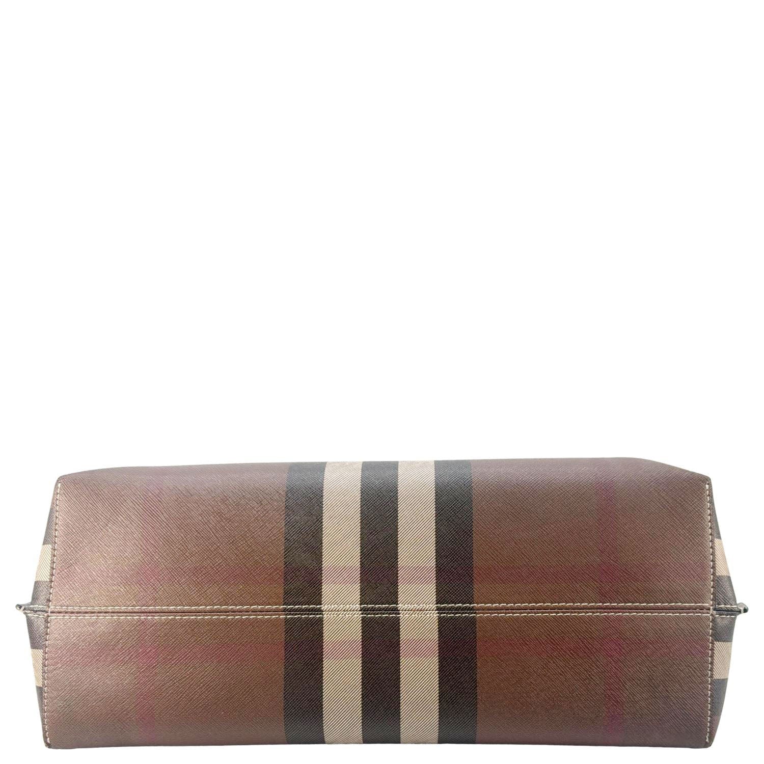 BURBERRY Check E-Canvas Tote Bag Brown - Image 10
