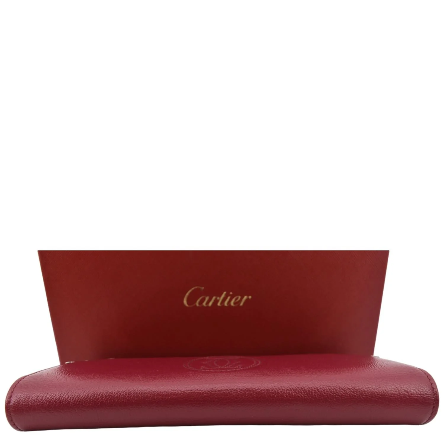 CARTIER Folded Calfskin Leather Wallet Burgundy - Image 3