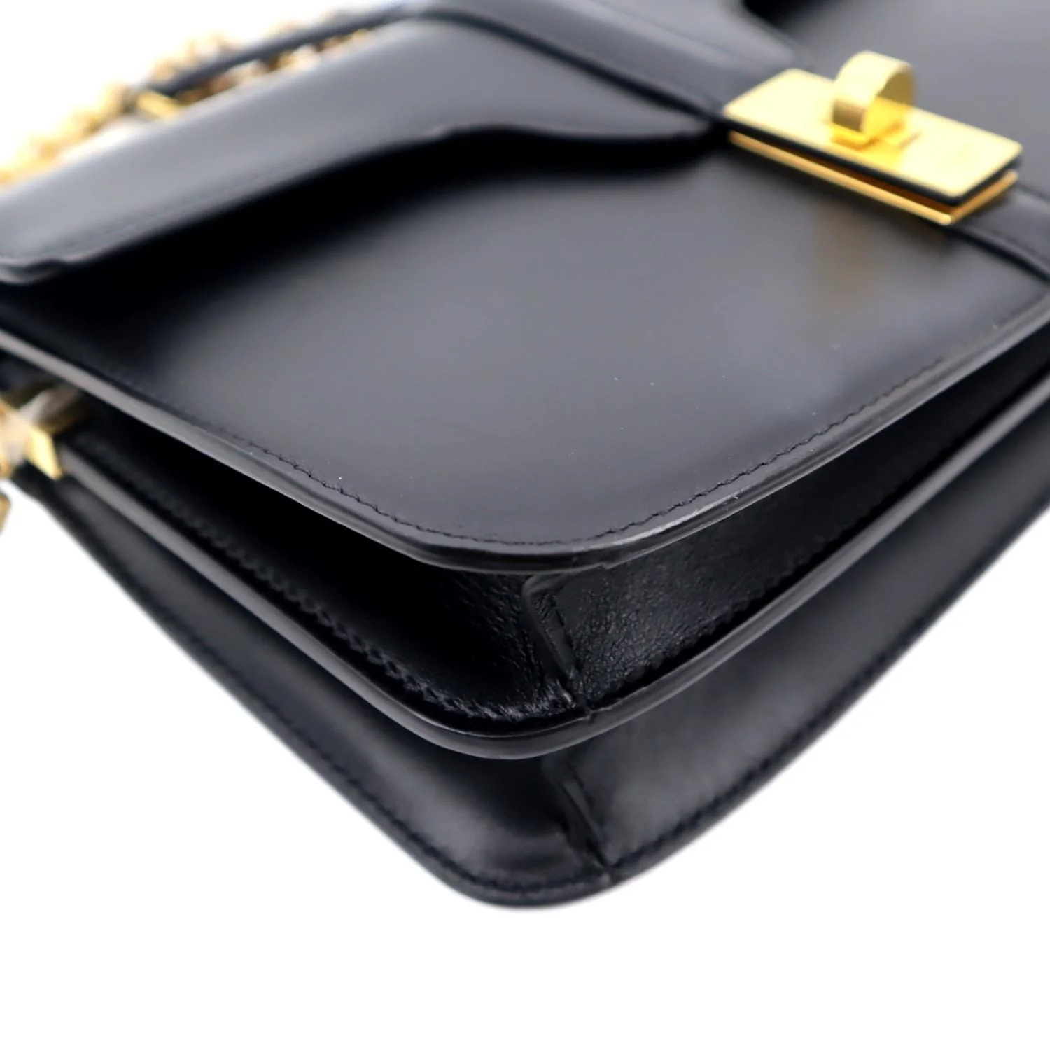 CELINE 16 Satinated Calfskin Leather Crossbody Chain Bag Black - Image 8