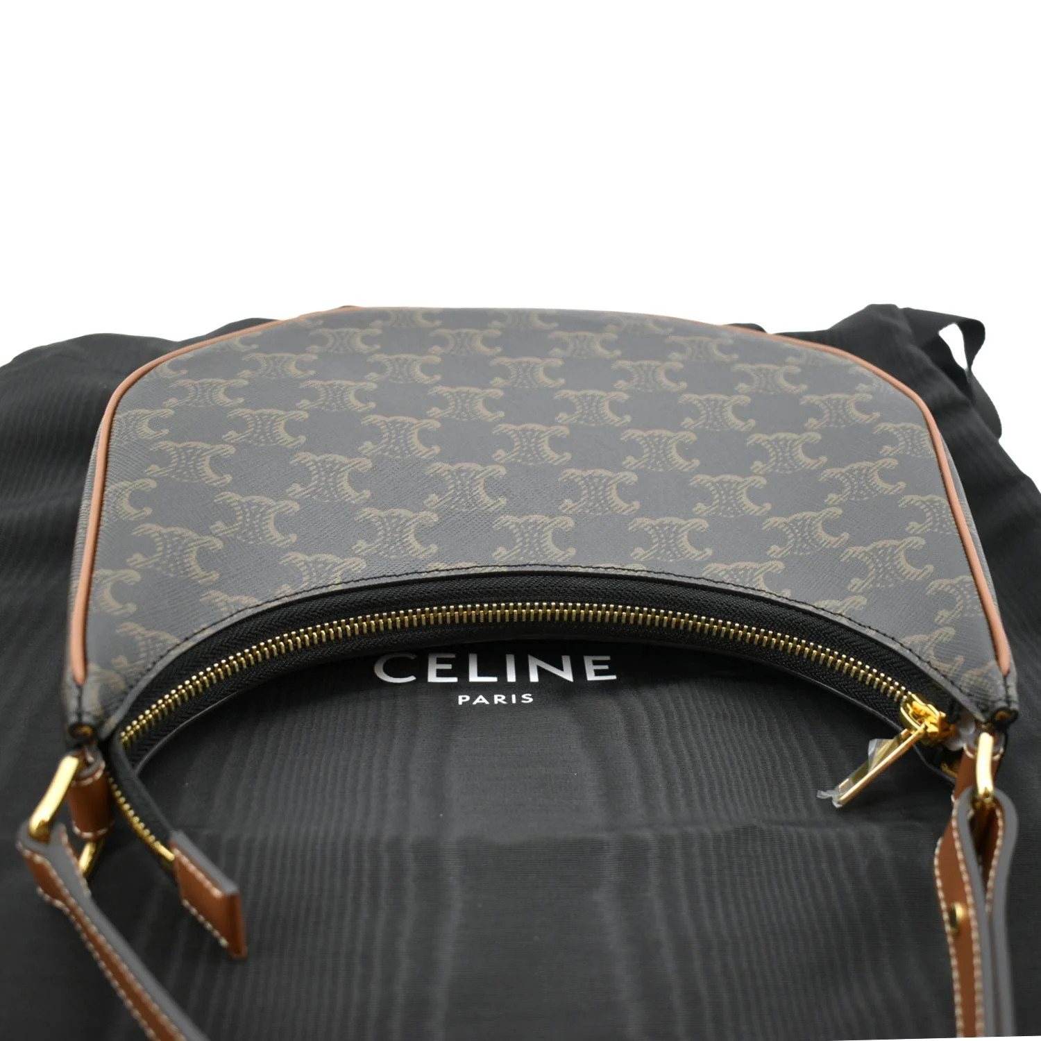 CELINE Ava Triomphe Canvas Calfskin Shoulder Bag Tan - Image 3