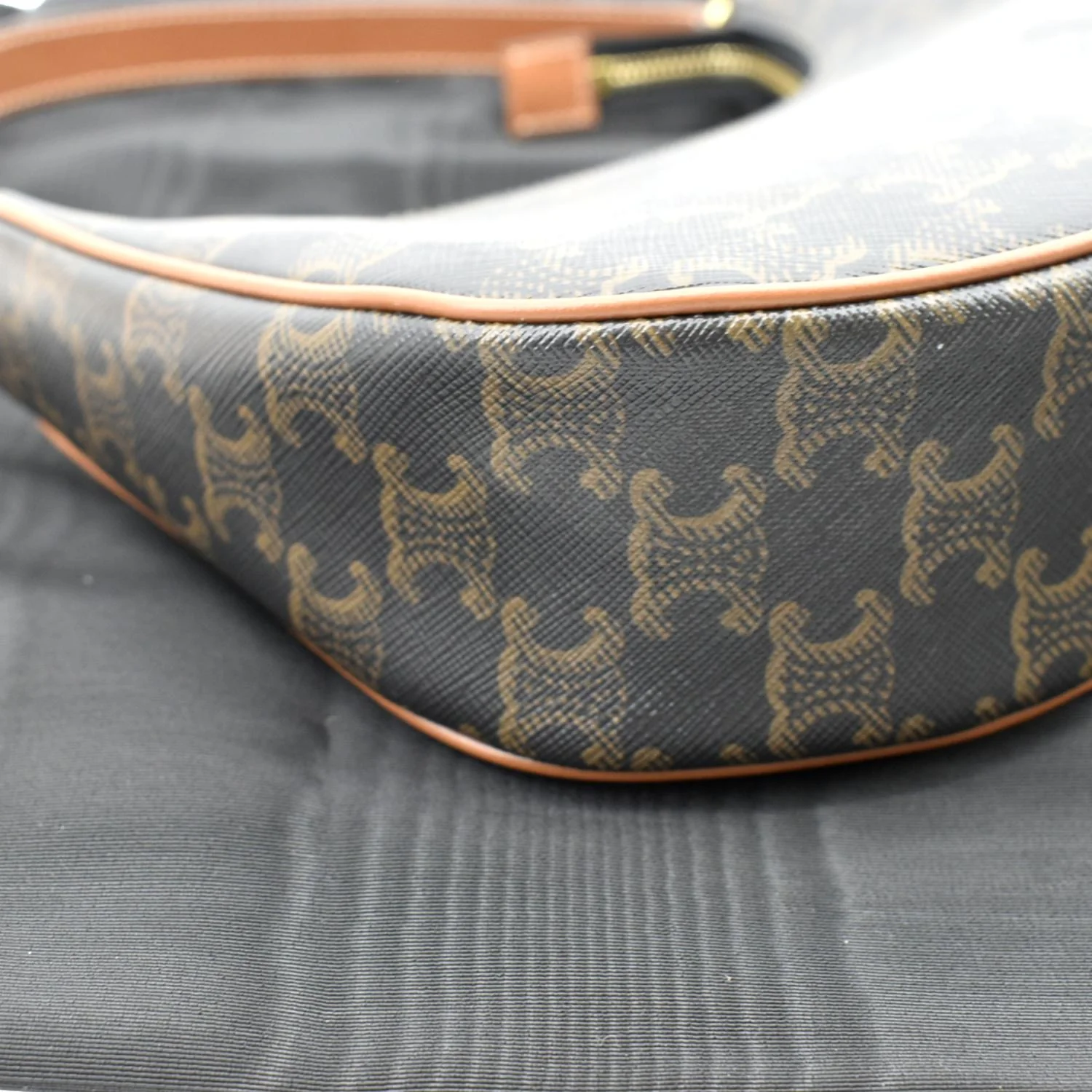 CELINE Ava Triomphe Canvas Calfskin Shoulder Bag Tan - Image 7