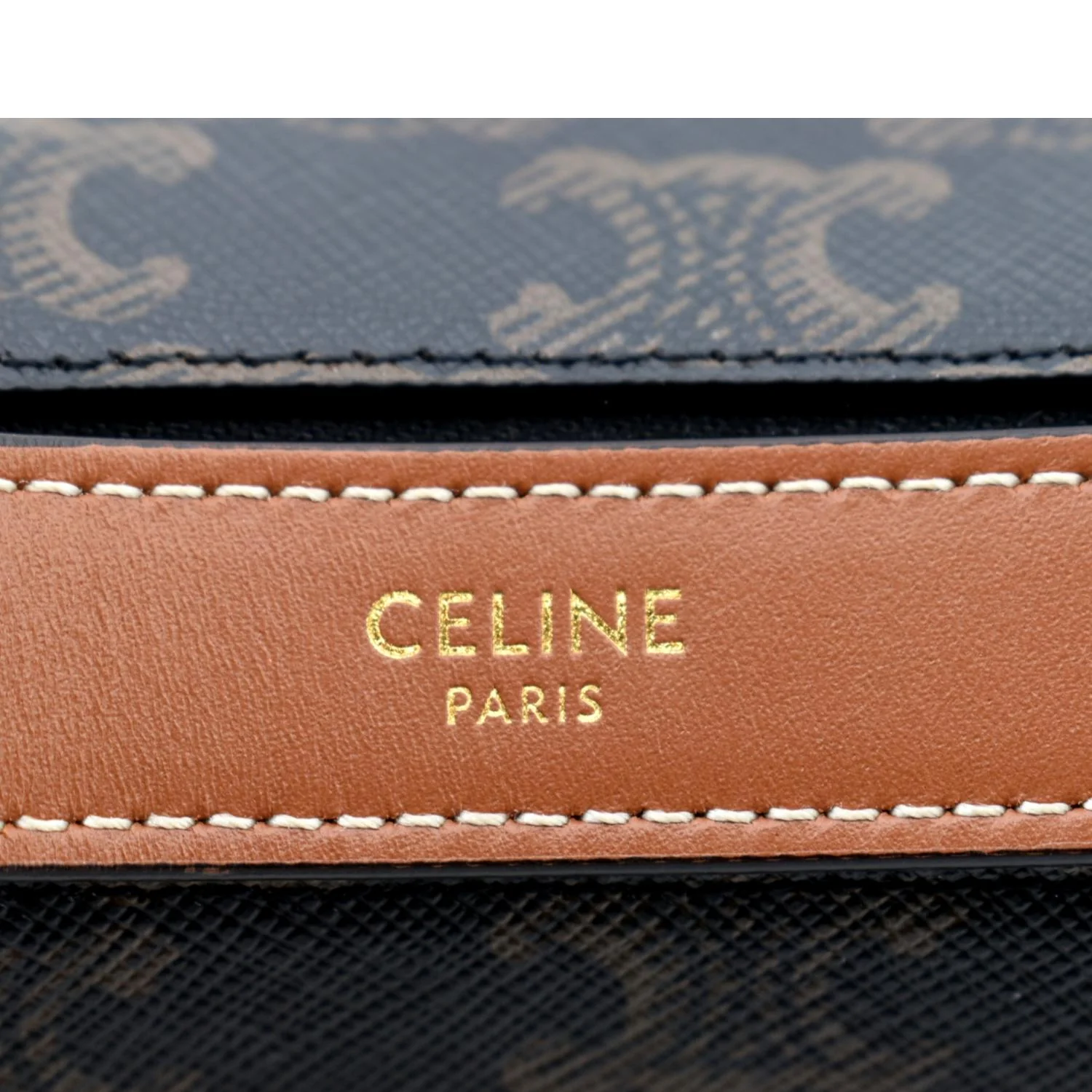CELINE Ava Triomphe Canvas Calfskin Hobo Bag Brown - Image 13