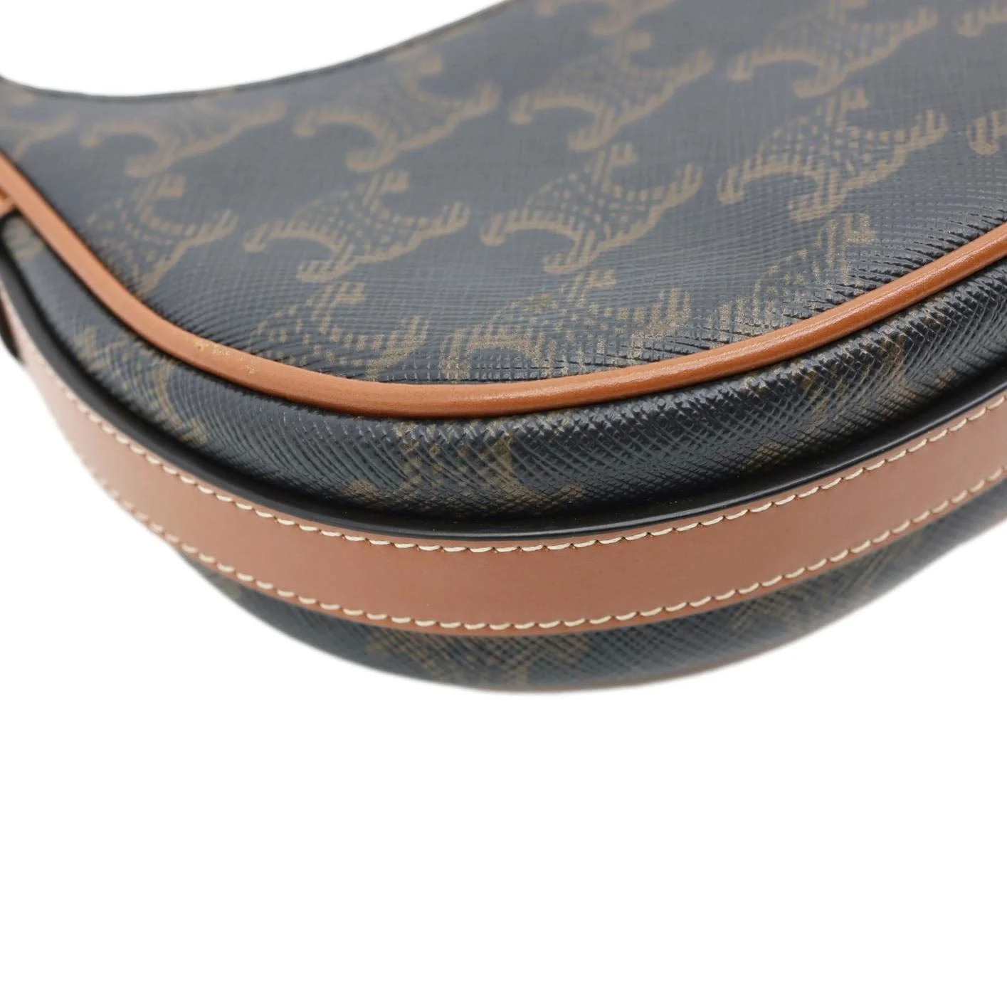 CELINE Ava Triomphe Canvas Calfskin Shoulder Bag Tan - Image 8