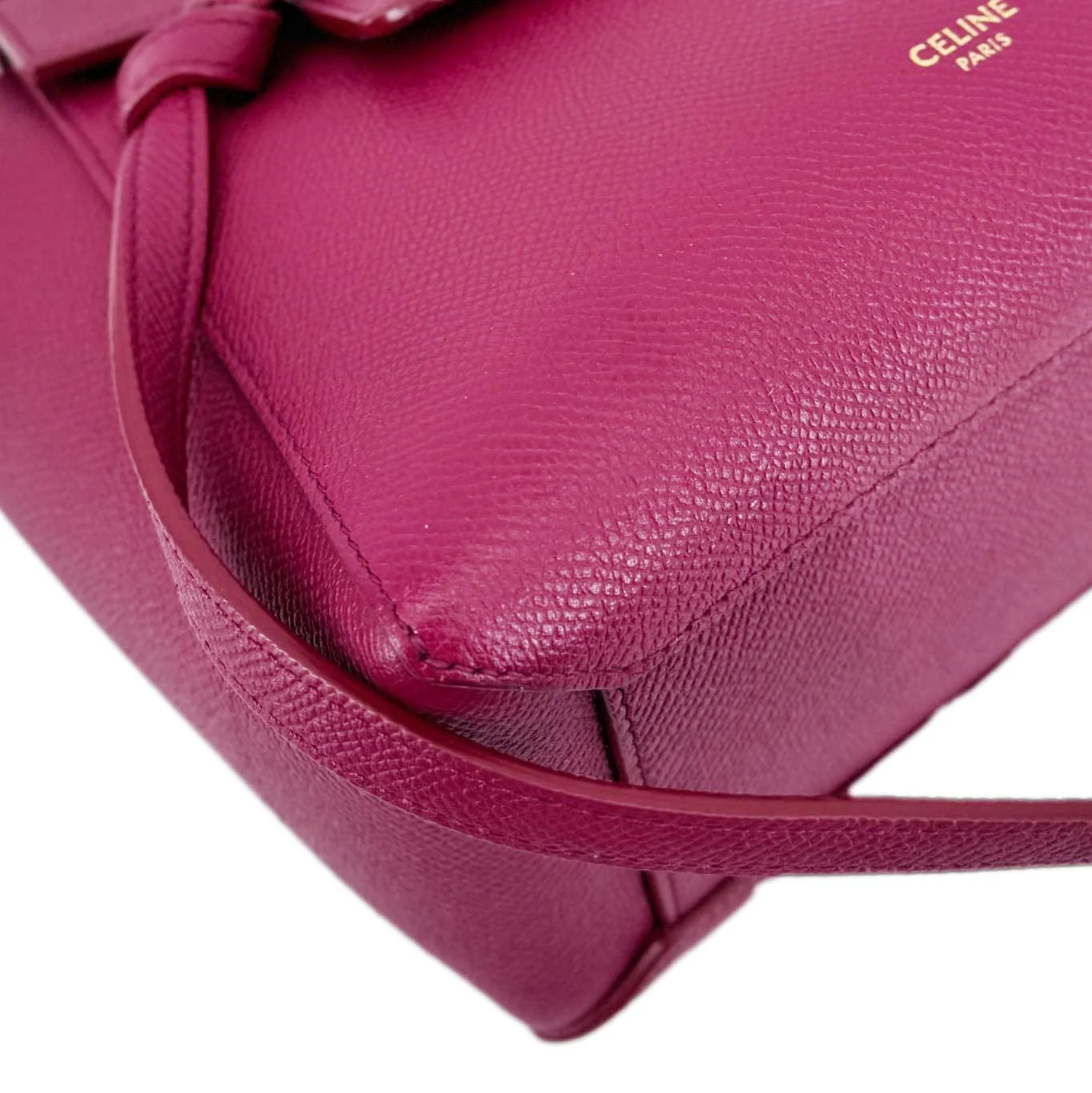 CELINE Micro Belt Grained Calfskin Leather Shoulder Bag Burgundy - Image 10