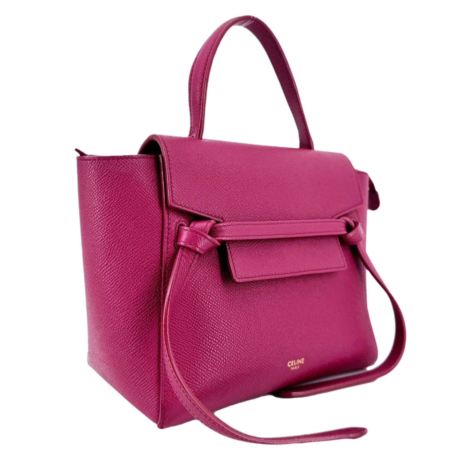 CELINE Micro Belt Grained Calfskin Leather Shoulder Bag Burgundy - Image 5