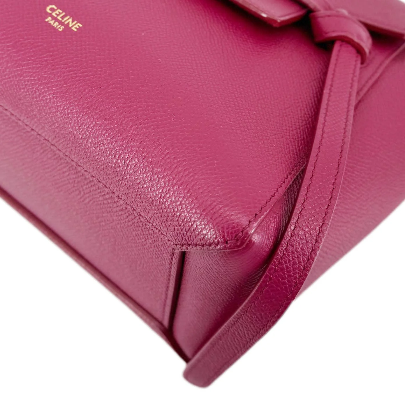 CELINE Micro Belt Grained Calfskin Leather Shoulder Bag Burgundy - Image 9