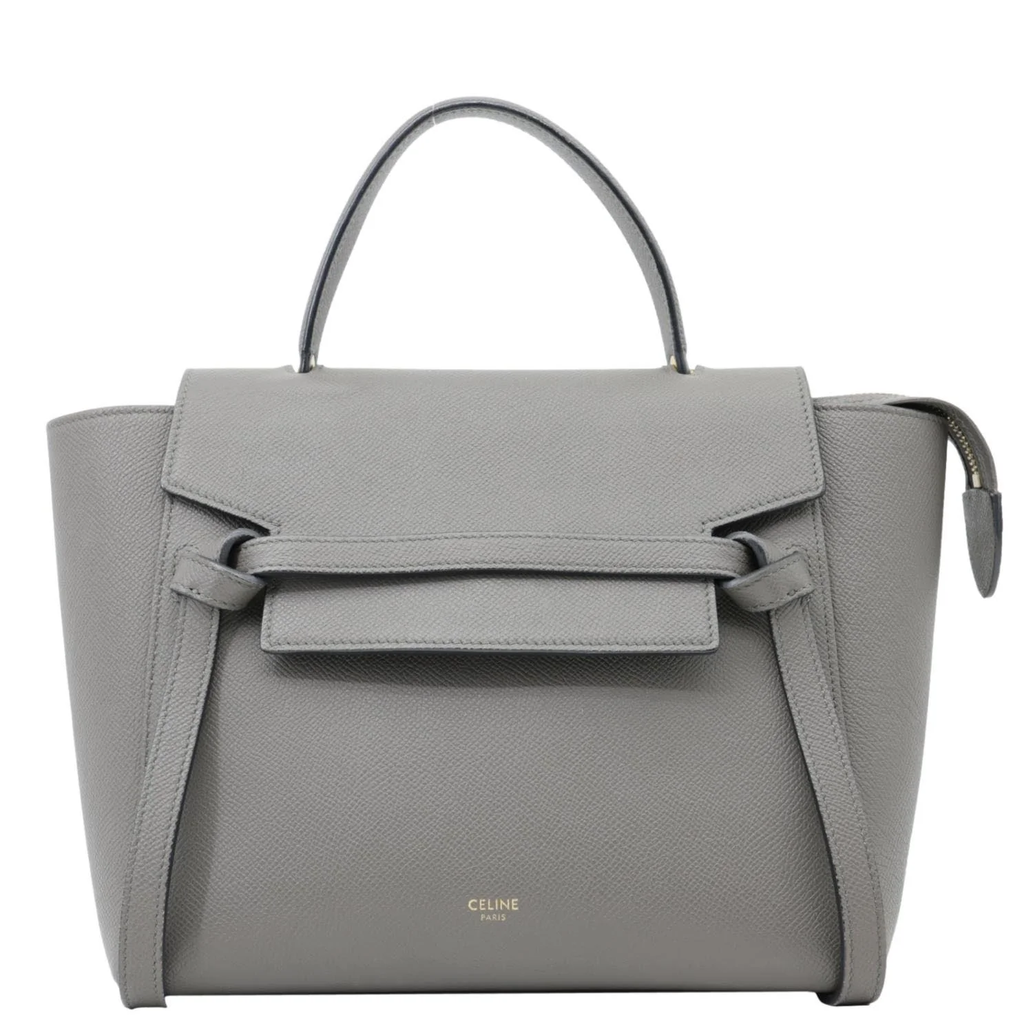 CELINE Mini Belt Grained Calfskin Leather Shoulder Bag Grey - Image 3