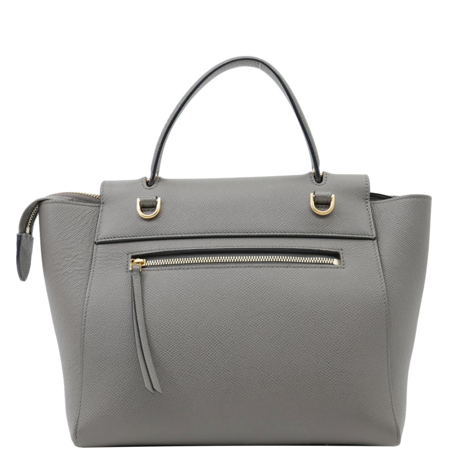 CELINE Mini Belt Grained Calfskin Leather Shoulder Bag Grey - Image 4