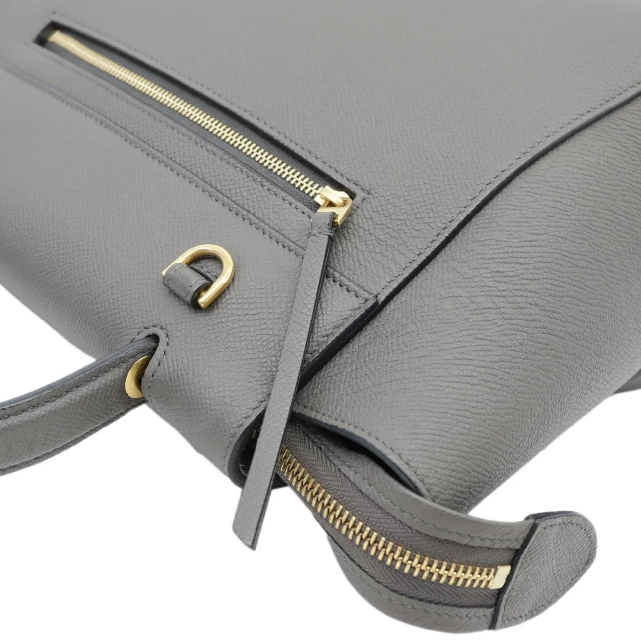 CELINE Mini Belt Grained Calfskin Leather Shoulder Bag Grey - Image 7