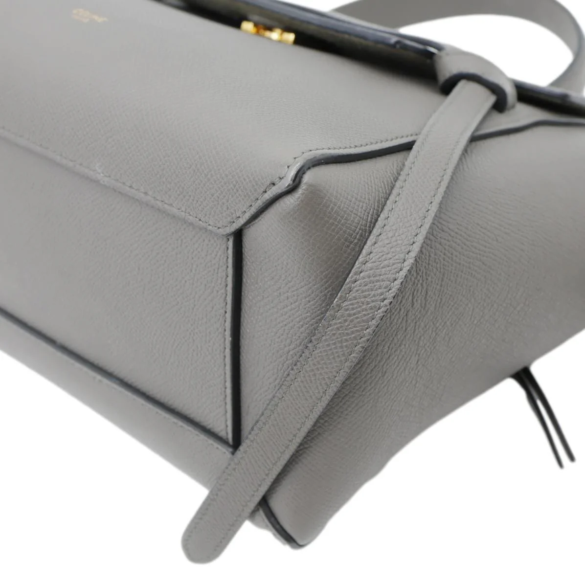 CELINE Mini Belt Grained Calfskin Leather Shoulder Bag Grey - Image 8