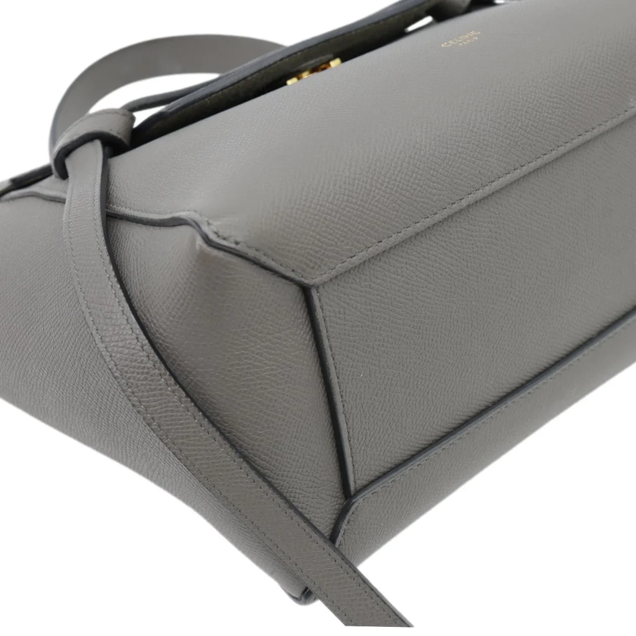CELINE Mini Belt Grained Calfskin Leather Shoulder Bag Grey - Image 9