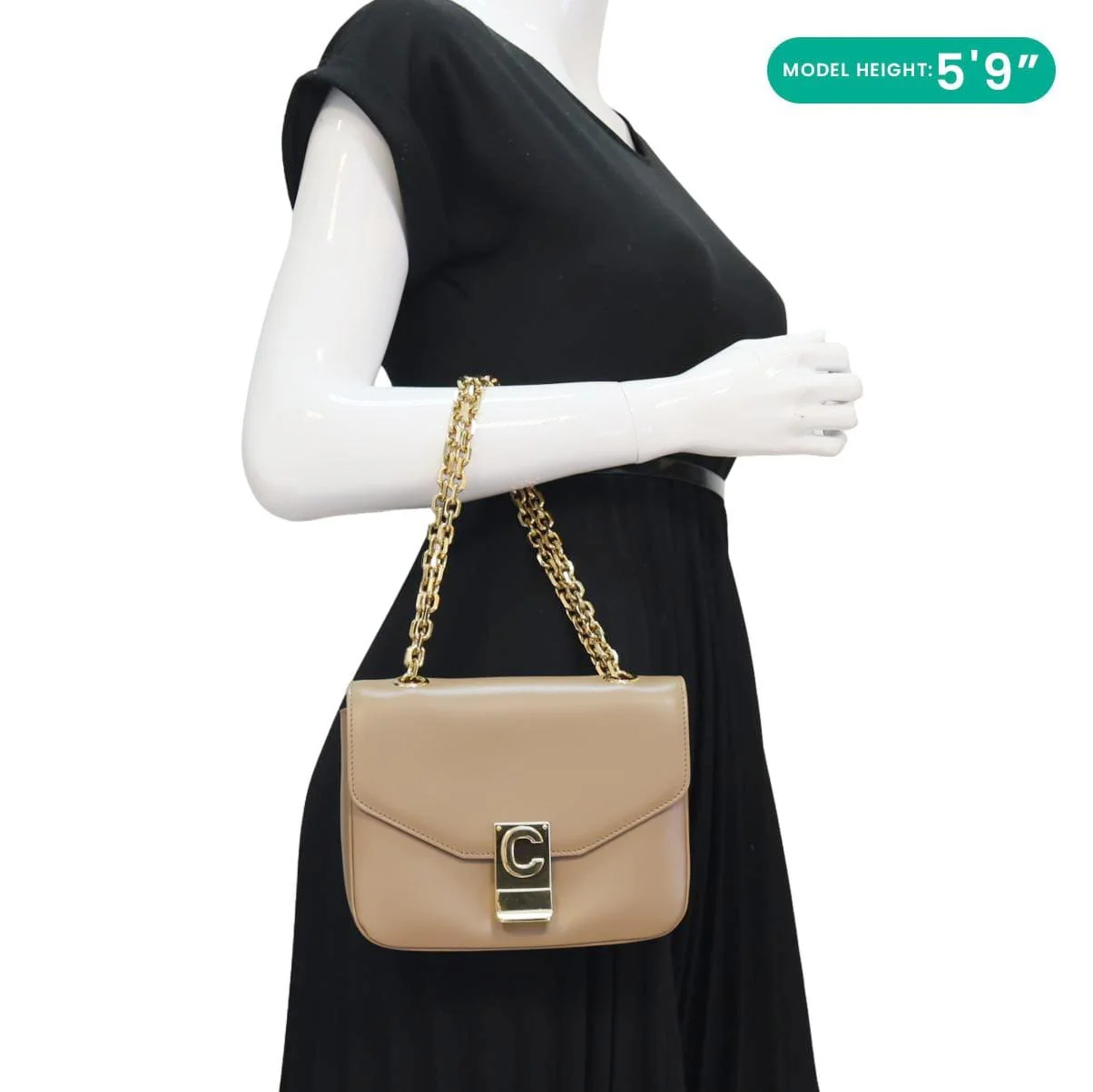 CELINE C Small Calfskin Leather Shoulder Bag Beige - Image 2