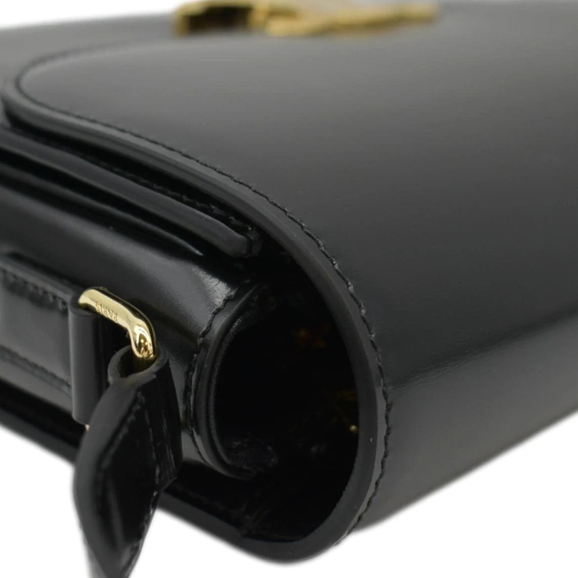 CELINE Classique Triomphe Medium Leather Shoulder Bag Black - Image 6