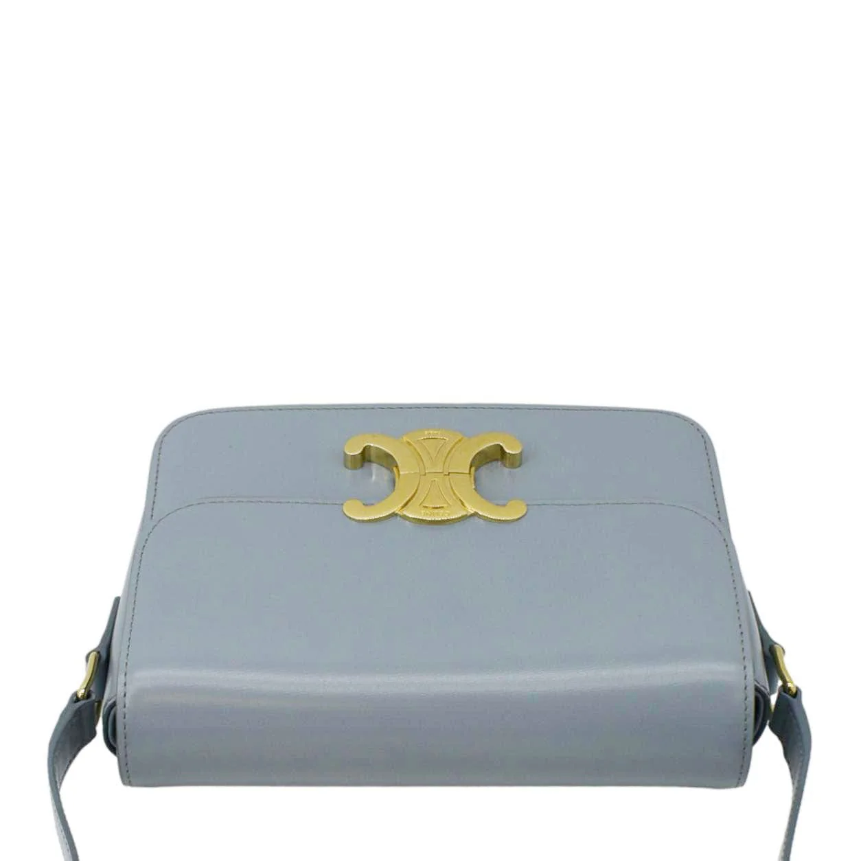 CELINE Teen Triomphe Leather Shoulder Bag Soft Pale Blue - Image 5