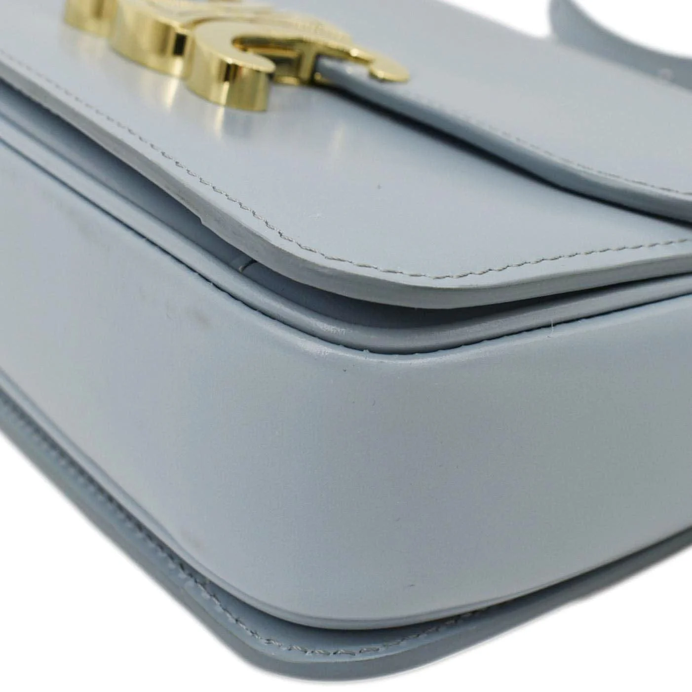 CELINE Teen Triomphe Leather Shoulder Bag Soft Pale Blue - Image 8