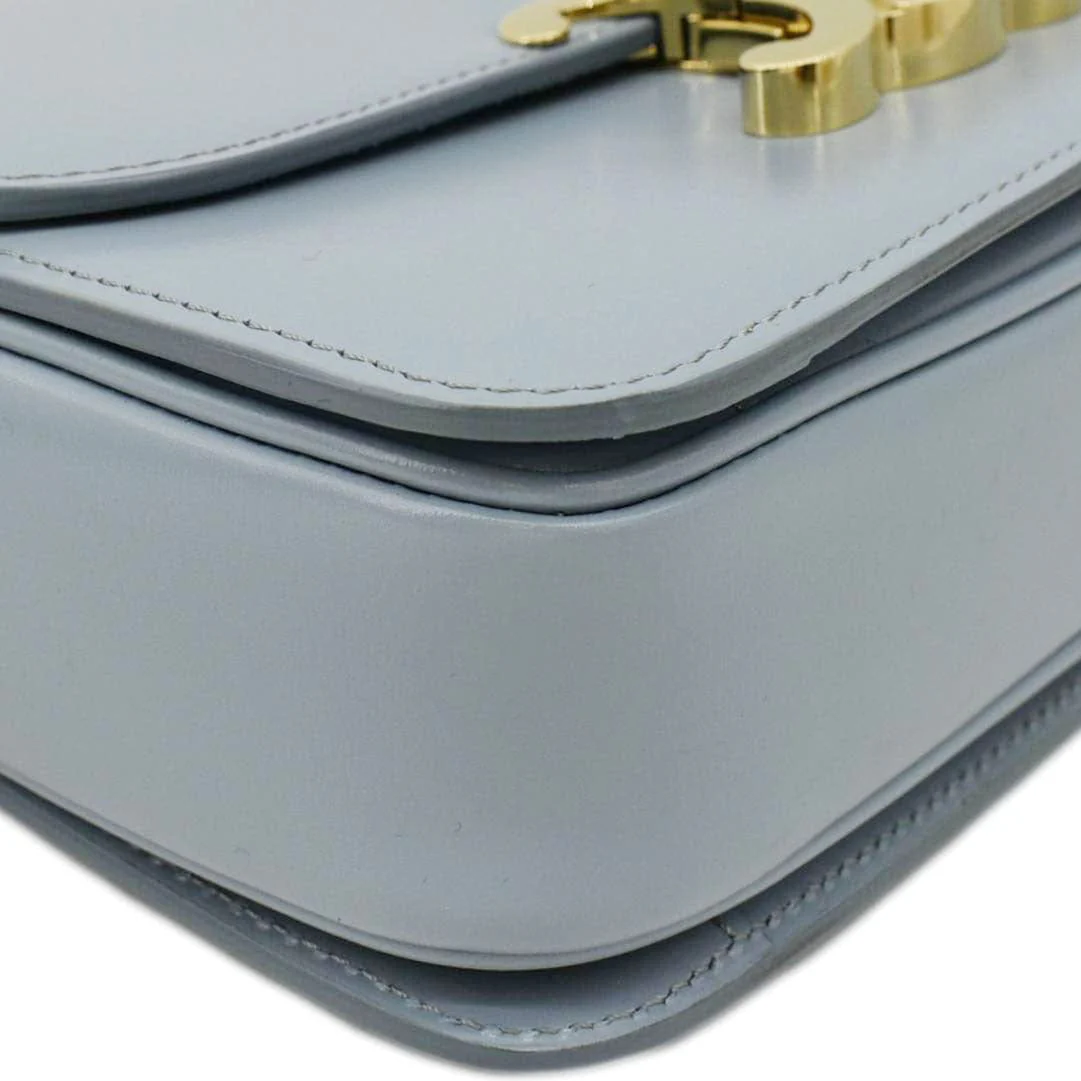 CELINE Teen Triomphe Leather Shoulder Bag Soft Pale Blue - Image 9
