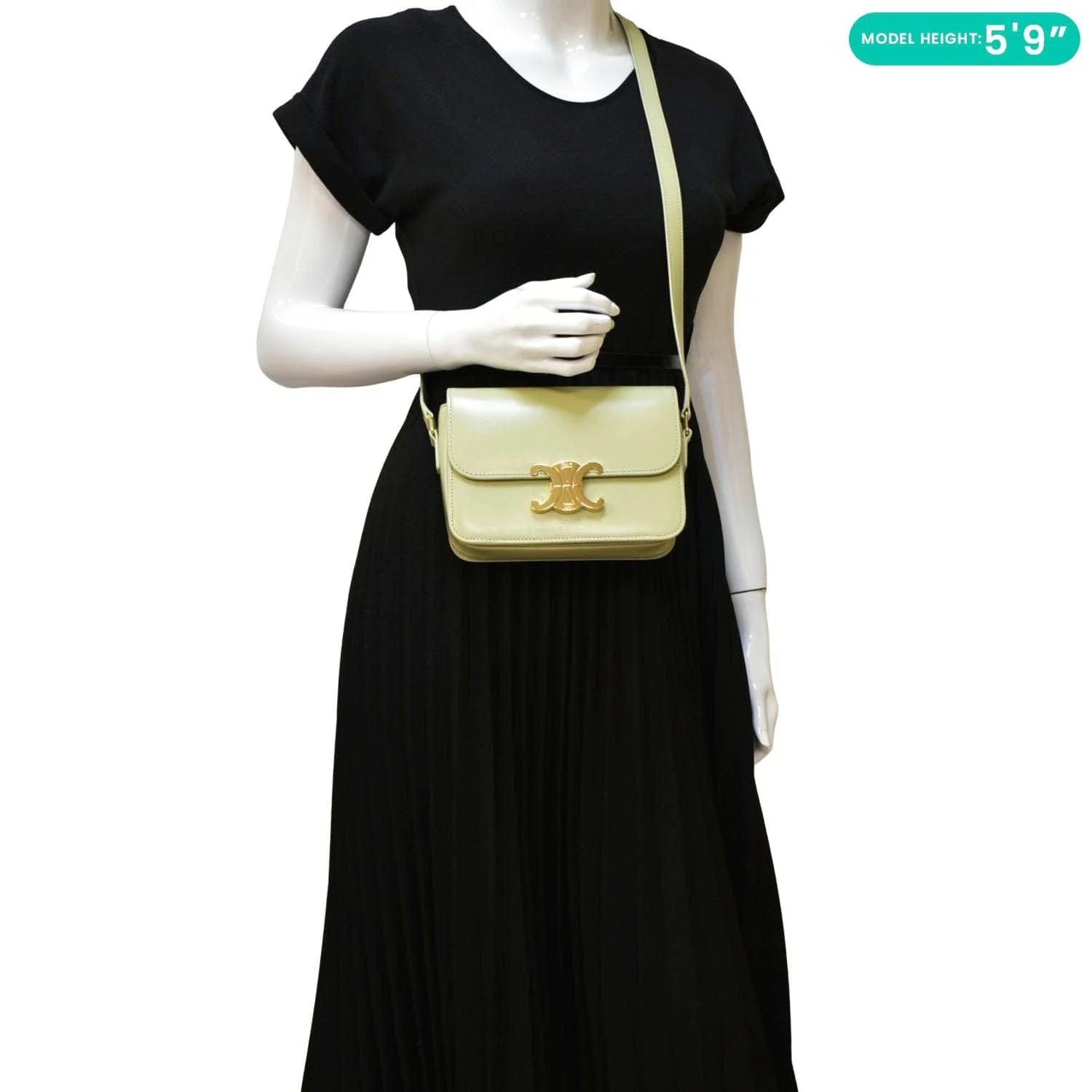CELINE Teen Triomphe Leather Shoulder Bag Almond Green - Image 2