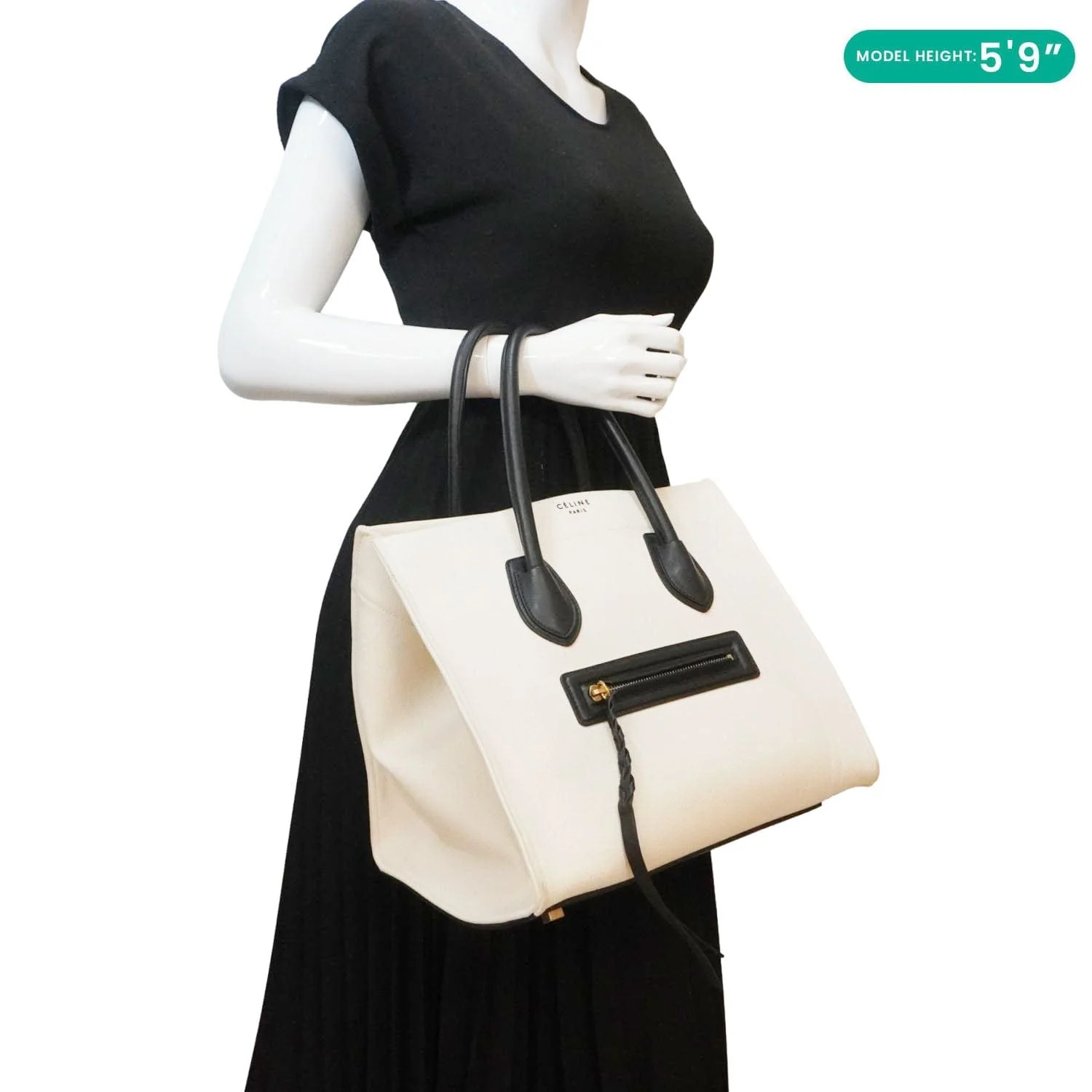 CELINE Luggage Phantom Medium Cotton Canvas Tote Bag White - Image 2