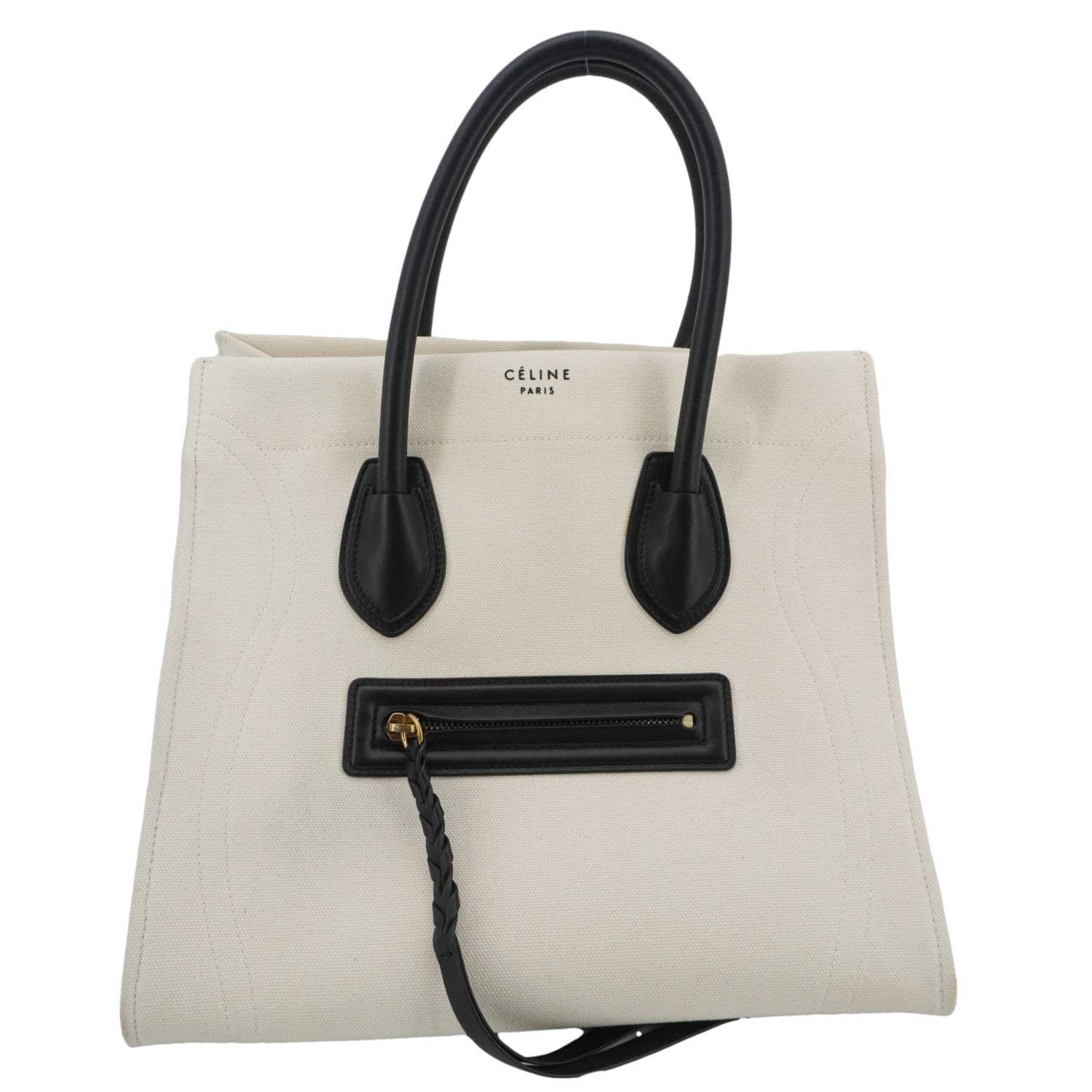 CELINE Luggage Phantom Medium Cotton Canvas Tote Bag White - Image 3