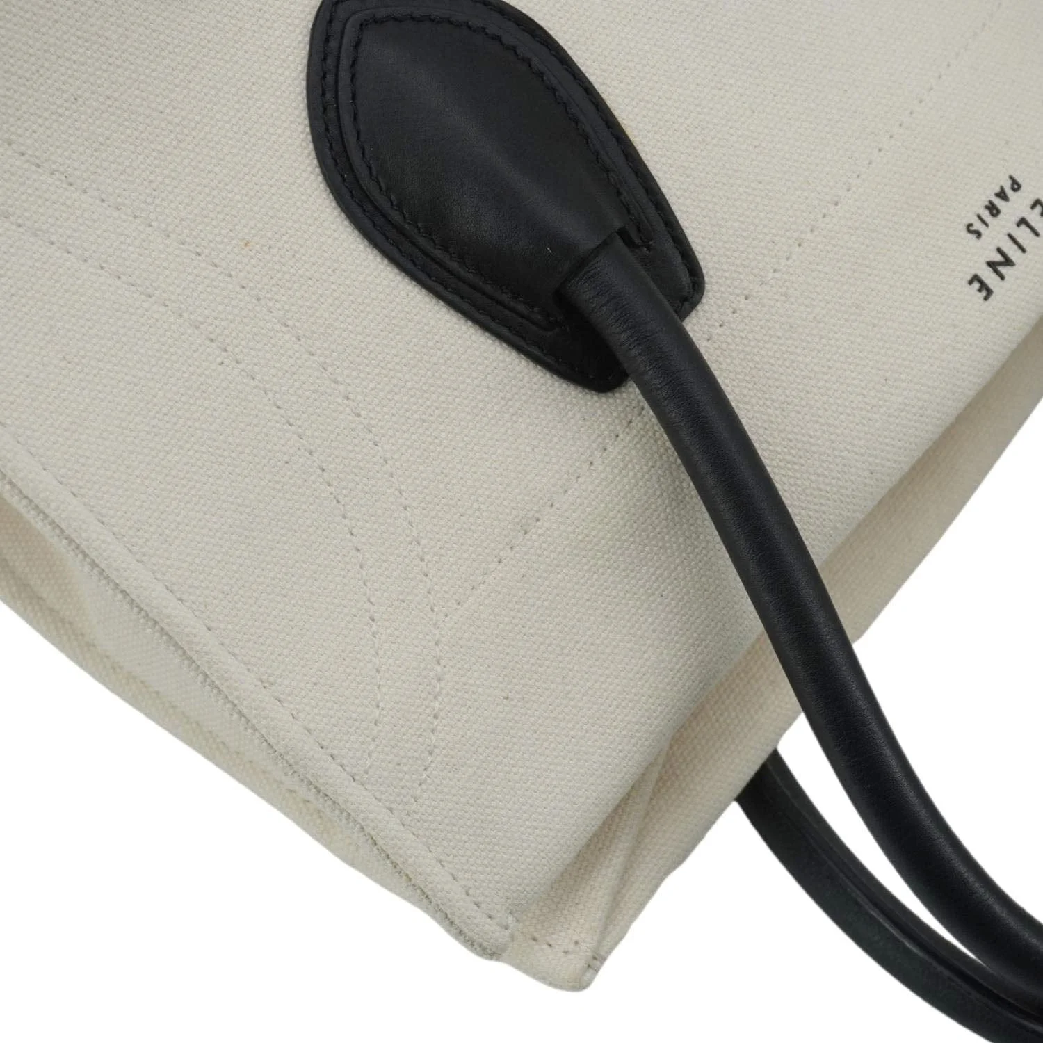 CELINE Luggage Phantom Medium Cotton Canvas Tote Bag White - Image 7