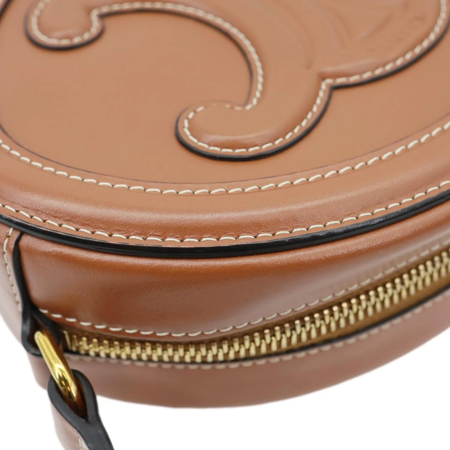 CELINE Triomphe Oval Calfskin Cuir Shoulder Bag Tan - Image 6