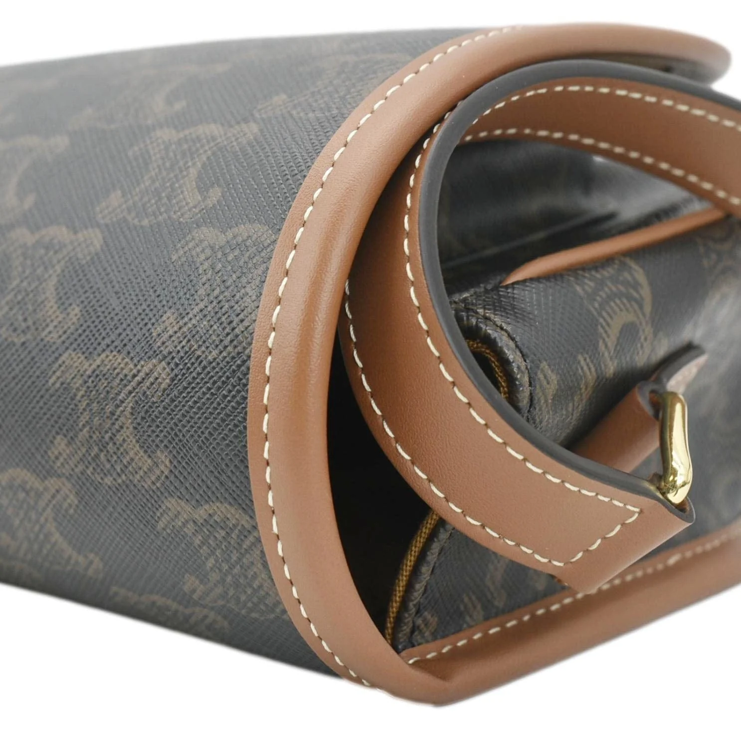 CELINE Folco Medium Triomphe Canvas Shoulder Bag Brown - Image 8