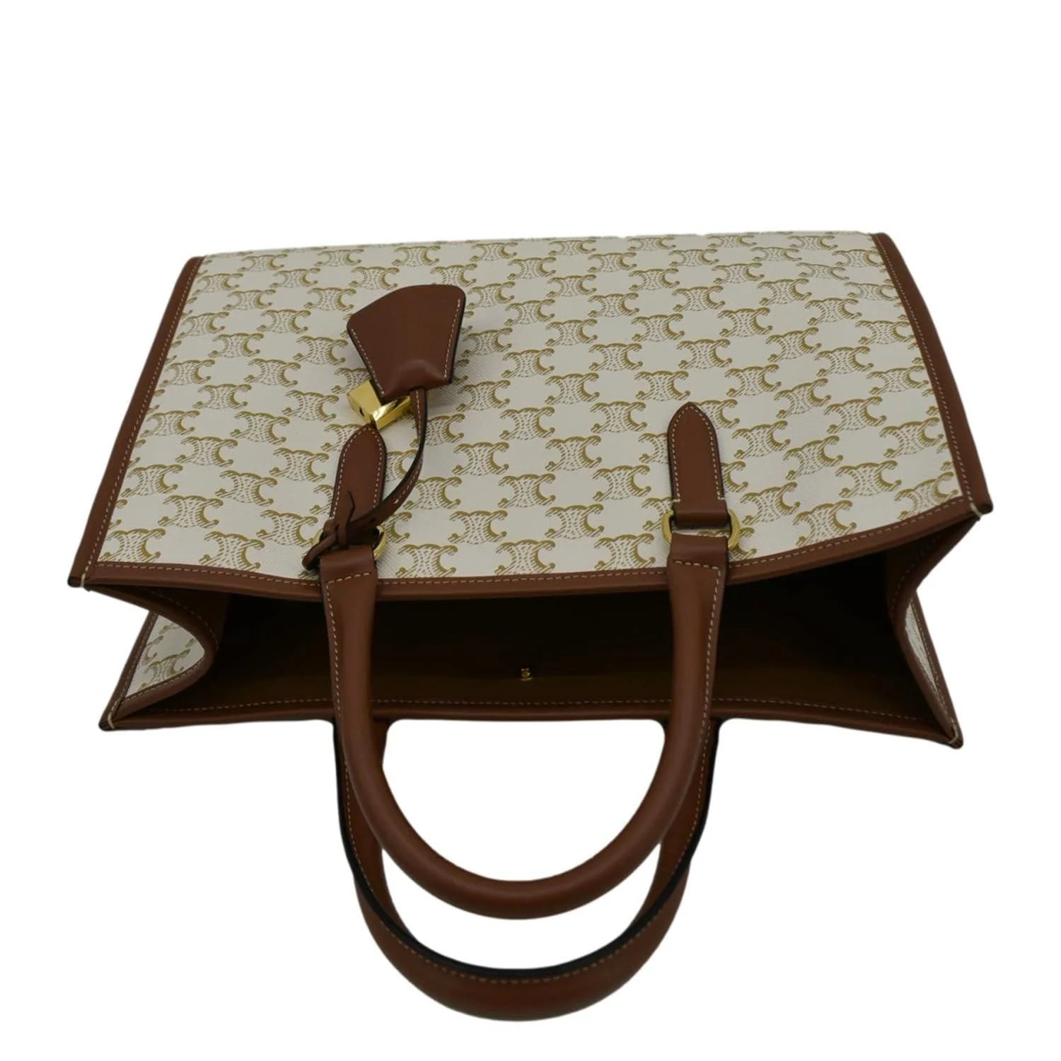 CELINE Horizontal Cabas Triomphe Canvas Tote Cream - Image 4