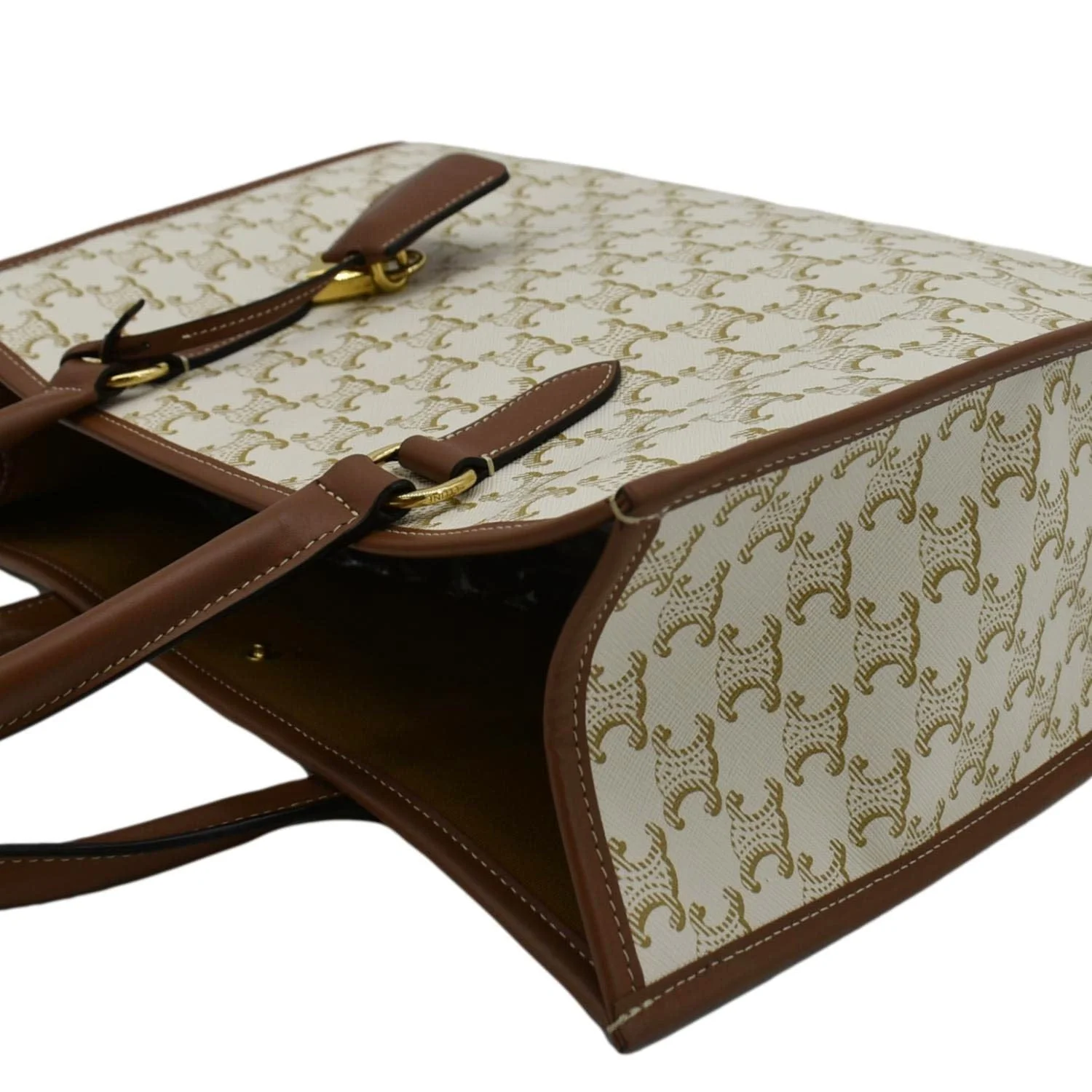 CELINE Horizontal Cabas Triomphe Canvas Tote Cream - Image 7