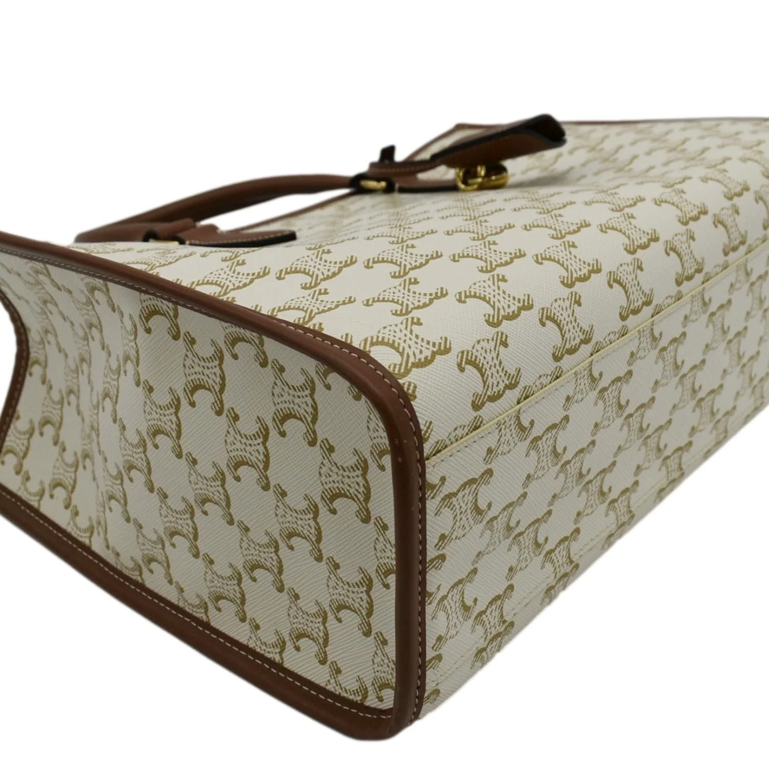 CELINE Horizontal Cabas Triomphe Canvas Tote Cream - Image 8