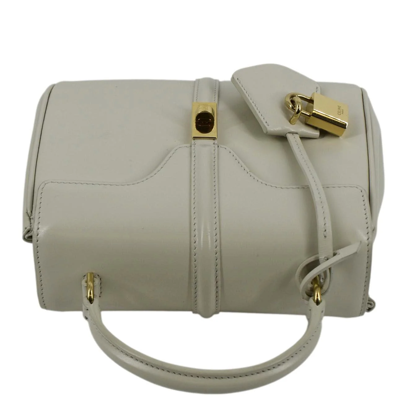 CELINE Laminated Small 16 Leather Shoulder Bag Limestone - Image 5