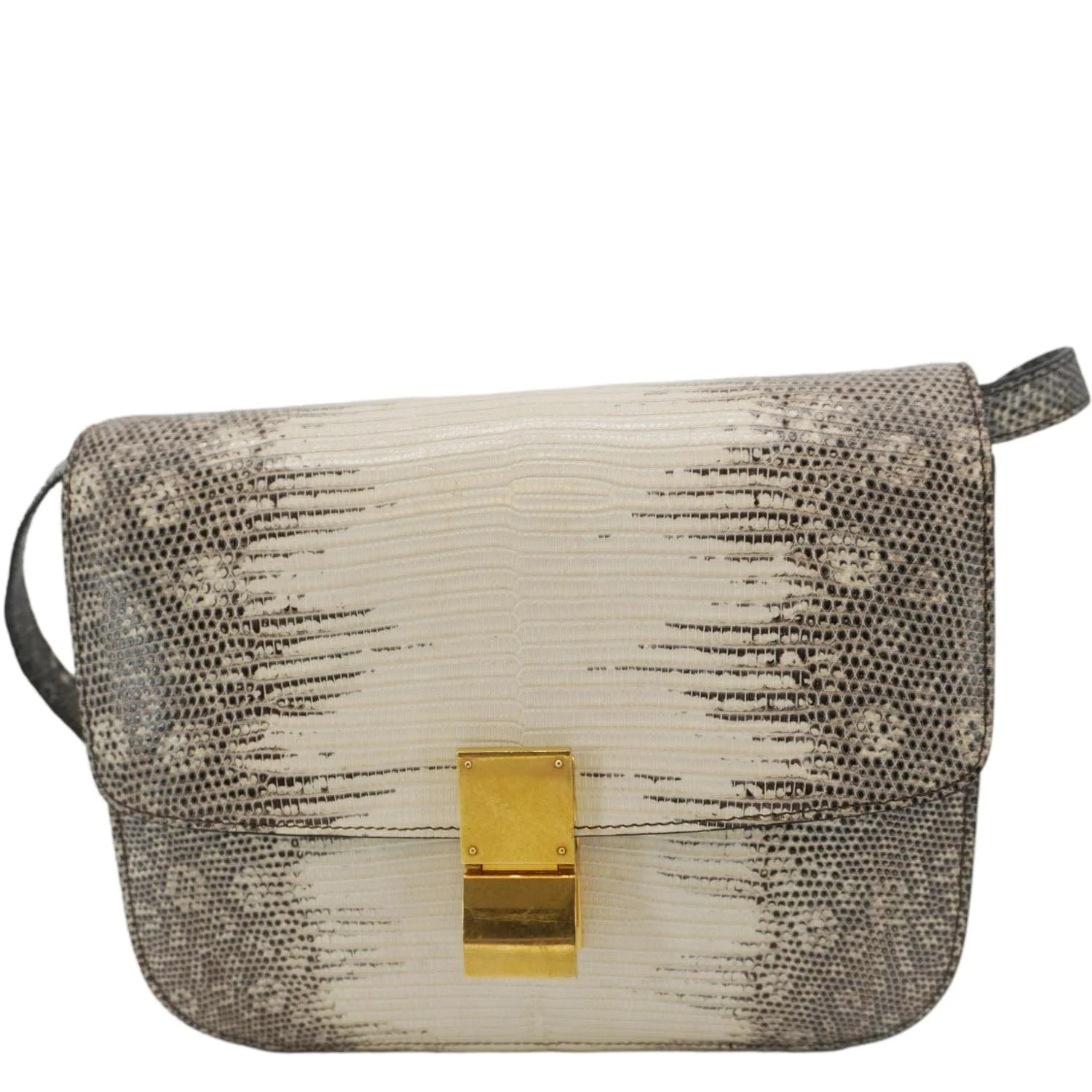 CELINE Classic Box Medium Lizard Leather Shoulder Bag Natural - Image 4