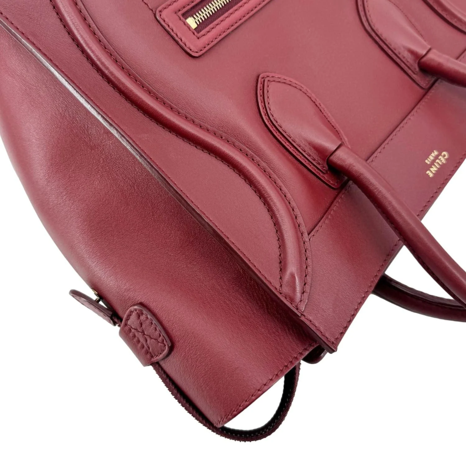 CELINE  Luggage Leather Satchel Bag Burgundy - Image 7