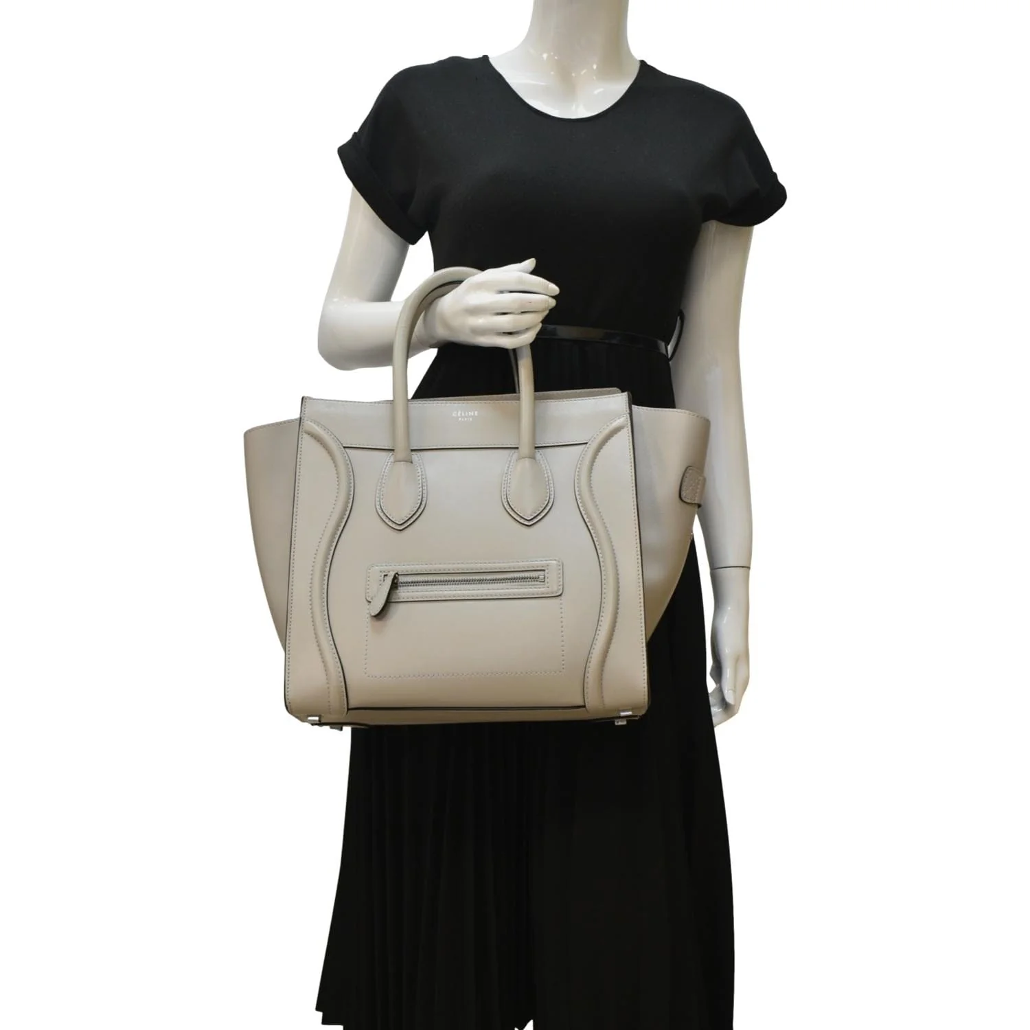 CELINE Luggage Smooth Leather Tote Bag Gray - Image 2