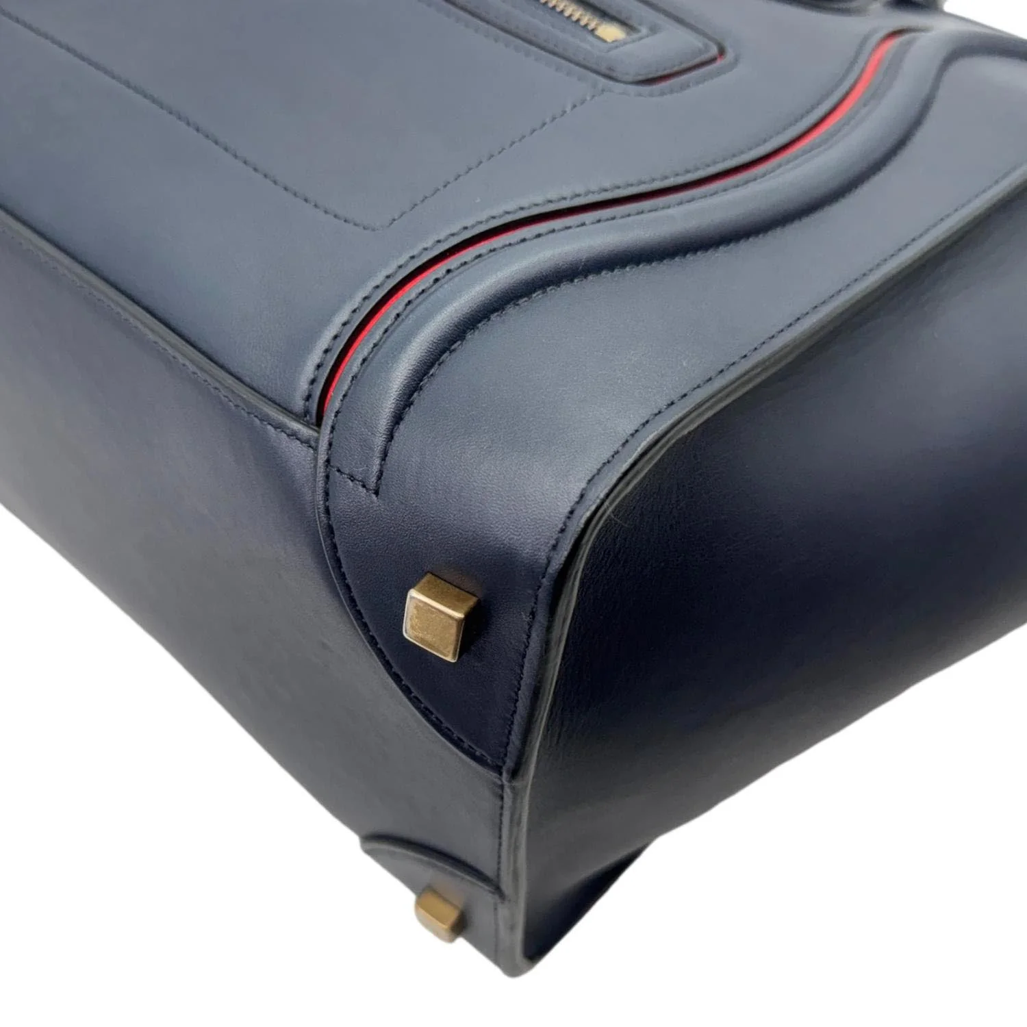 CELINE Luggage Leather Satchel Bag Blue - Image 8