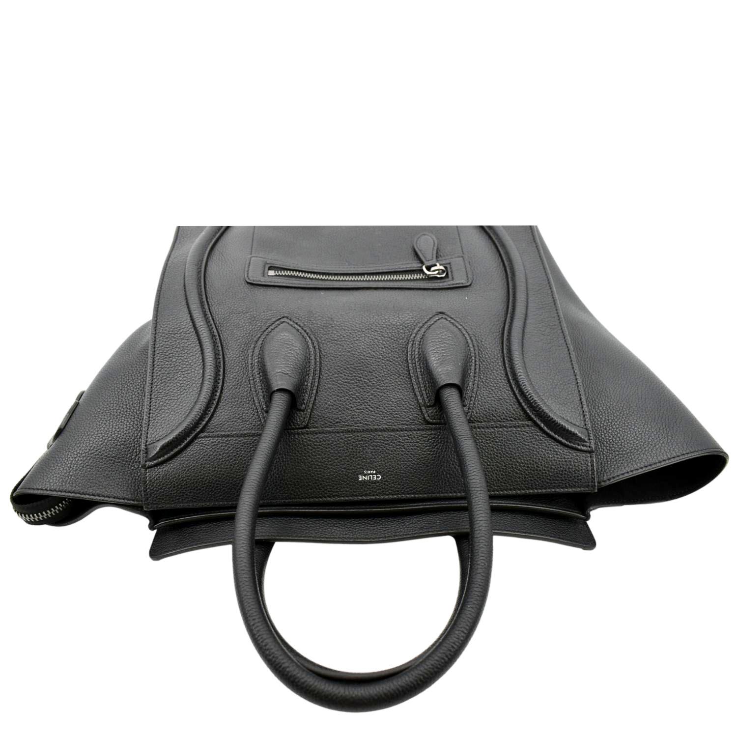CELINE Drummed Mini Luggage Calfskin Leather Tote Bag Black - Image 3