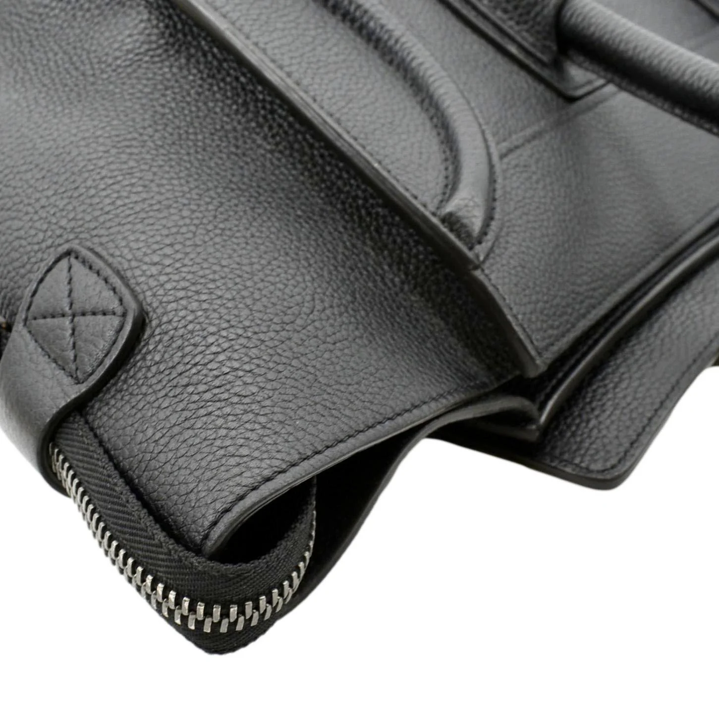 CELINE Drummed Mini Luggage Calfskin Leather Tote Bag Black - Image 4