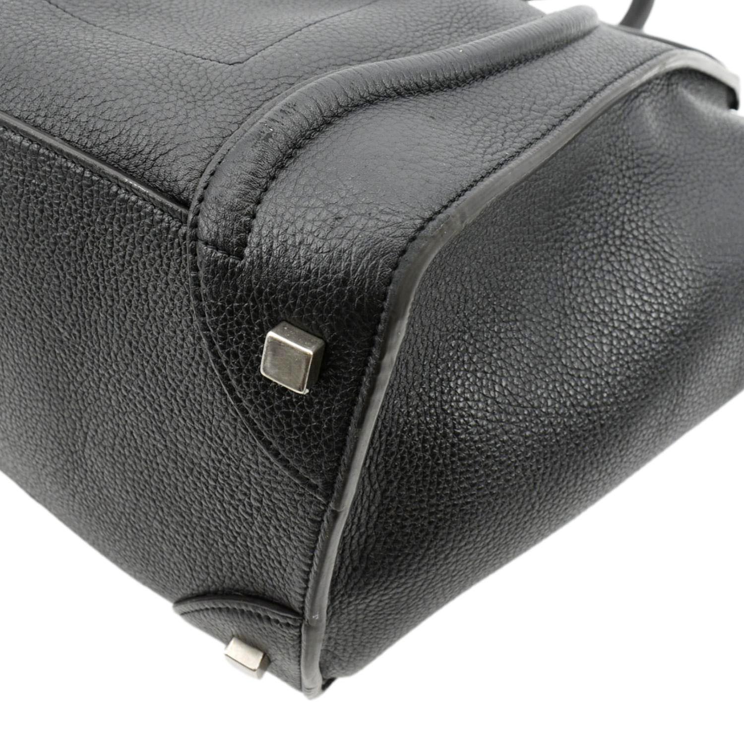 CELINE Drummed Mini Luggage Calfskin Leather Tote Bag Black - Image 7