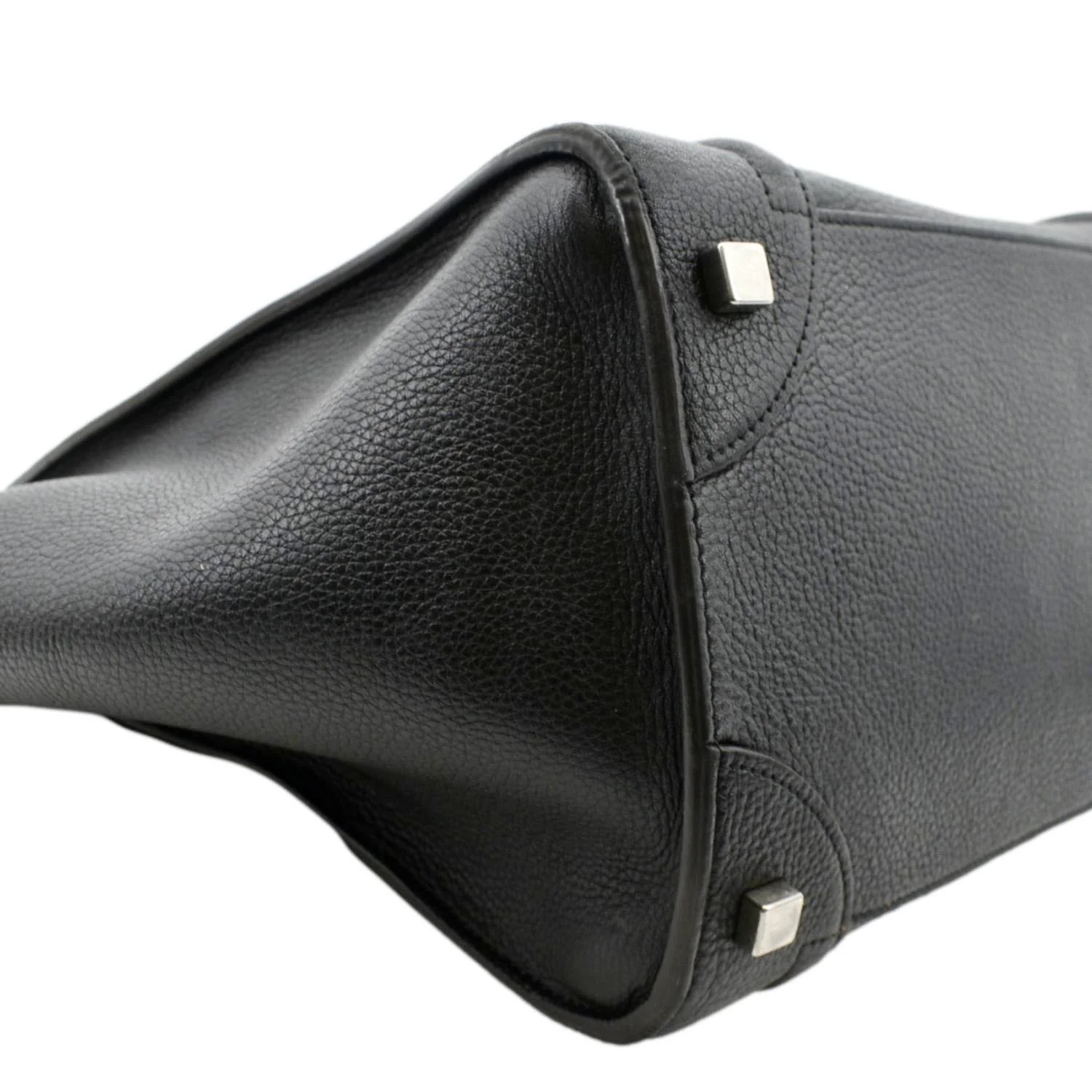 CELINE Drummed Mini Luggage Calfskin Leather Tote Bag Black - Image 8
