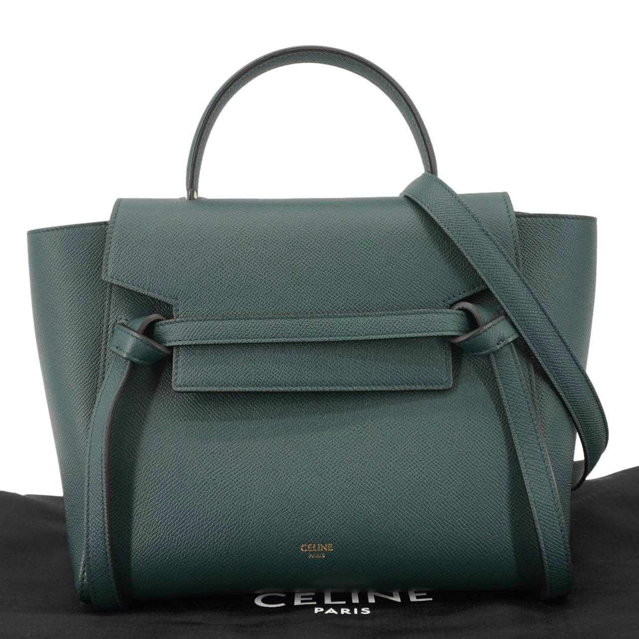 CELINE Micro Belt Grained Leather Shoulder Bag Green - Image 3