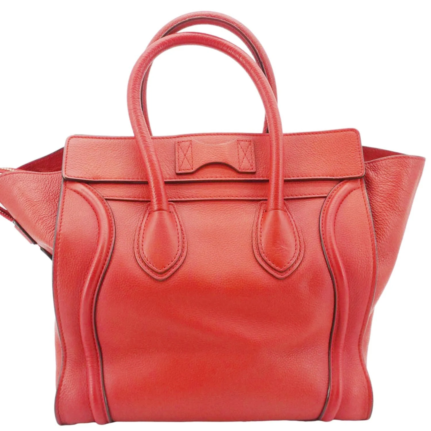 CELINE Nano Luggage Leather Satchel Bag Red - Image 3