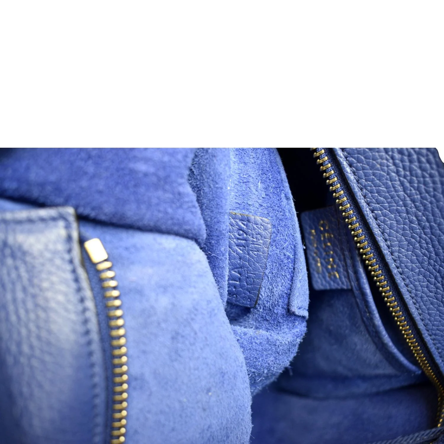 CELINE Nano Luggage Drummed Leather Tote Crossbody Bag Blue - Image 12