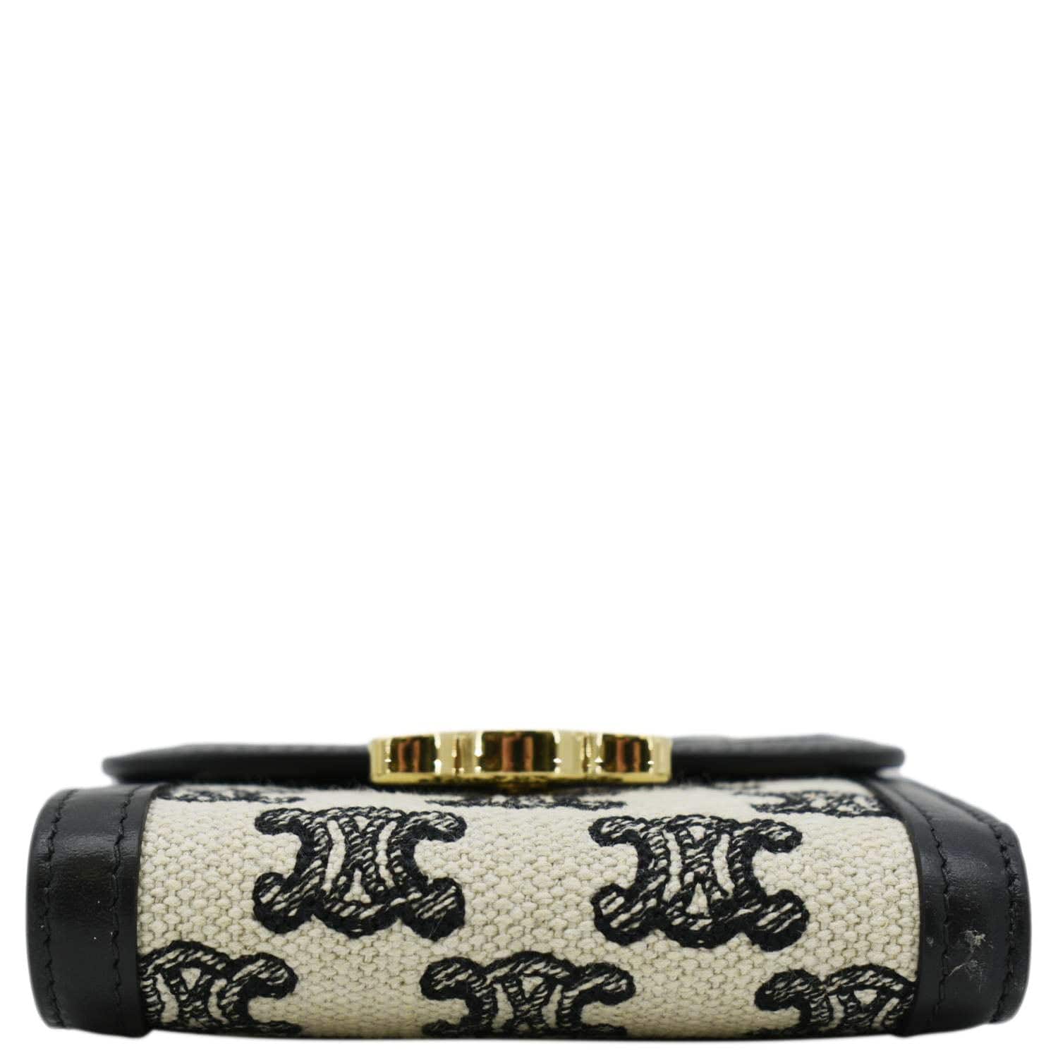 CELINE Triomphe Small Coated Canvas Wallet Black - Image 11