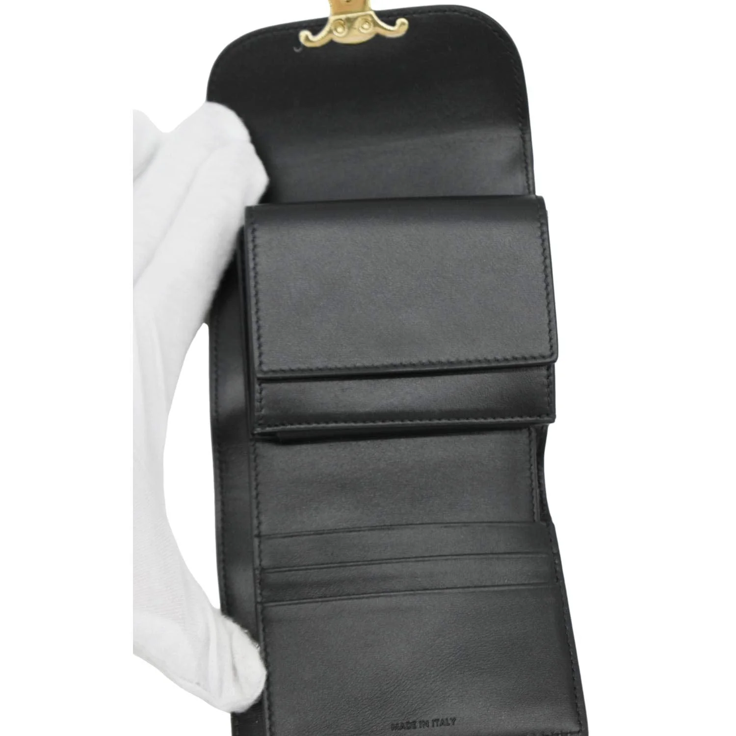 CELINE Triomphe Small Coated Canvas Wallet Black - Image 14