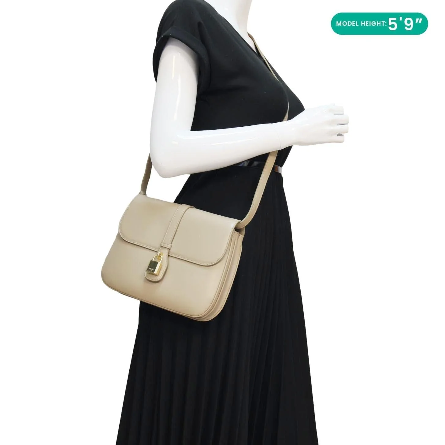CELINE Tabou Medium Smooth Calfskin Leather Shoulder Bag Beige - Image 2