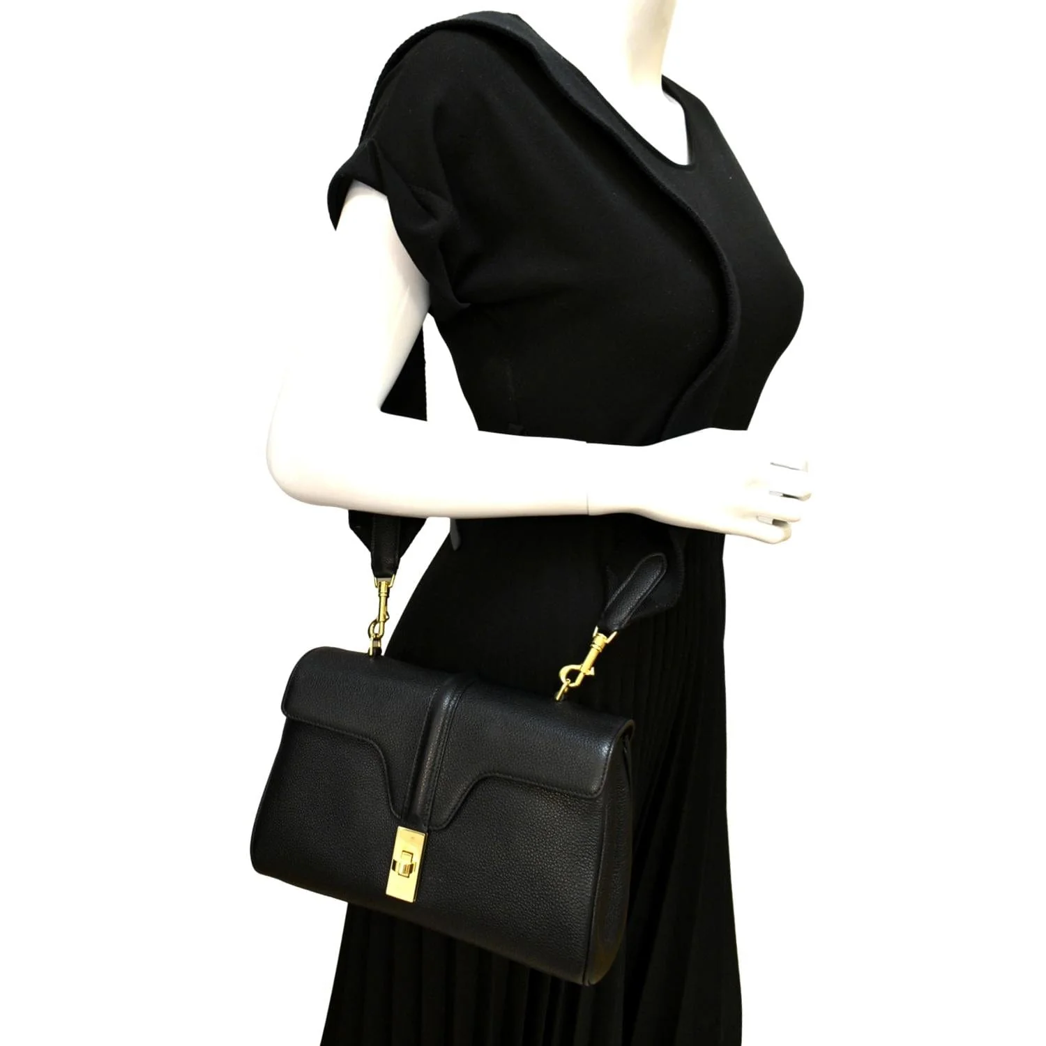 CELINE Teen 16 Calfskin Leather Crossbody Bag Black - Image 2