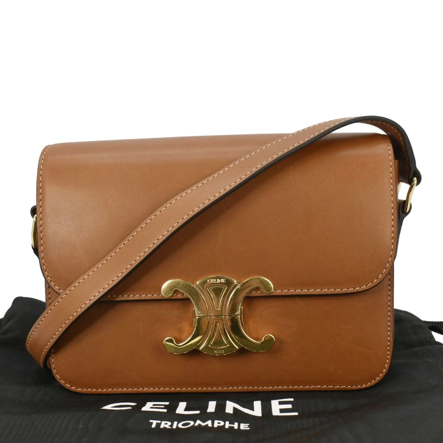 CELINE Teen Triomphe Leather Shoulder Bag Brown - Image 3