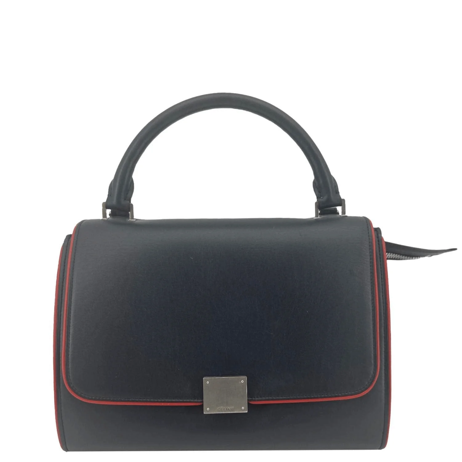 CELINE Trapeze Small 2way Leather Tote Shoulder Bag Blue - Image 4